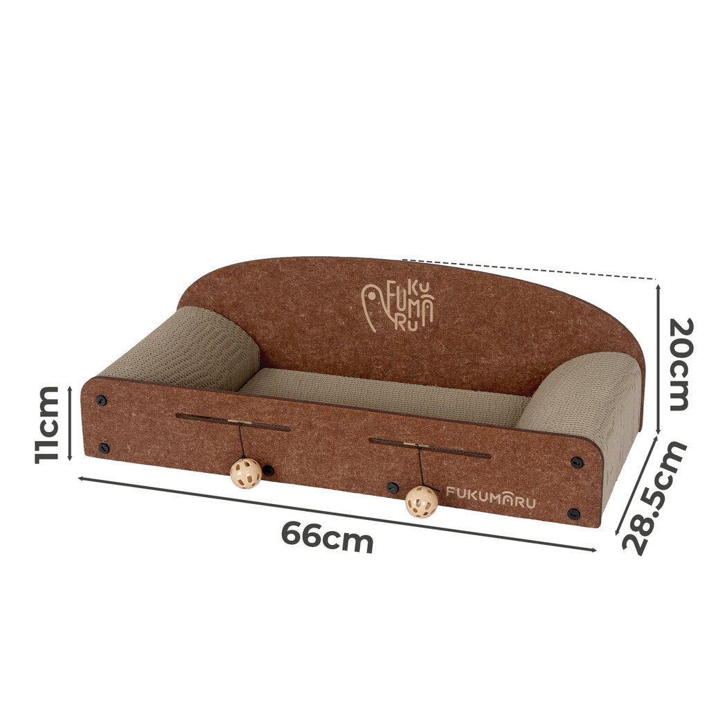 Cat Scratching Board with 2 Bell Balls - Brown - Rivercity House & Home Co. (ABN 18 642 972 209) - Affordable Modern Furniture Australia