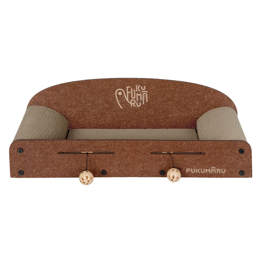 Cat Scratching Board with 2 Bell Balls - Brown - Rivercity House & Home Co. (ABN 18 642 972 209) - Affordable Modern Furniture Australia