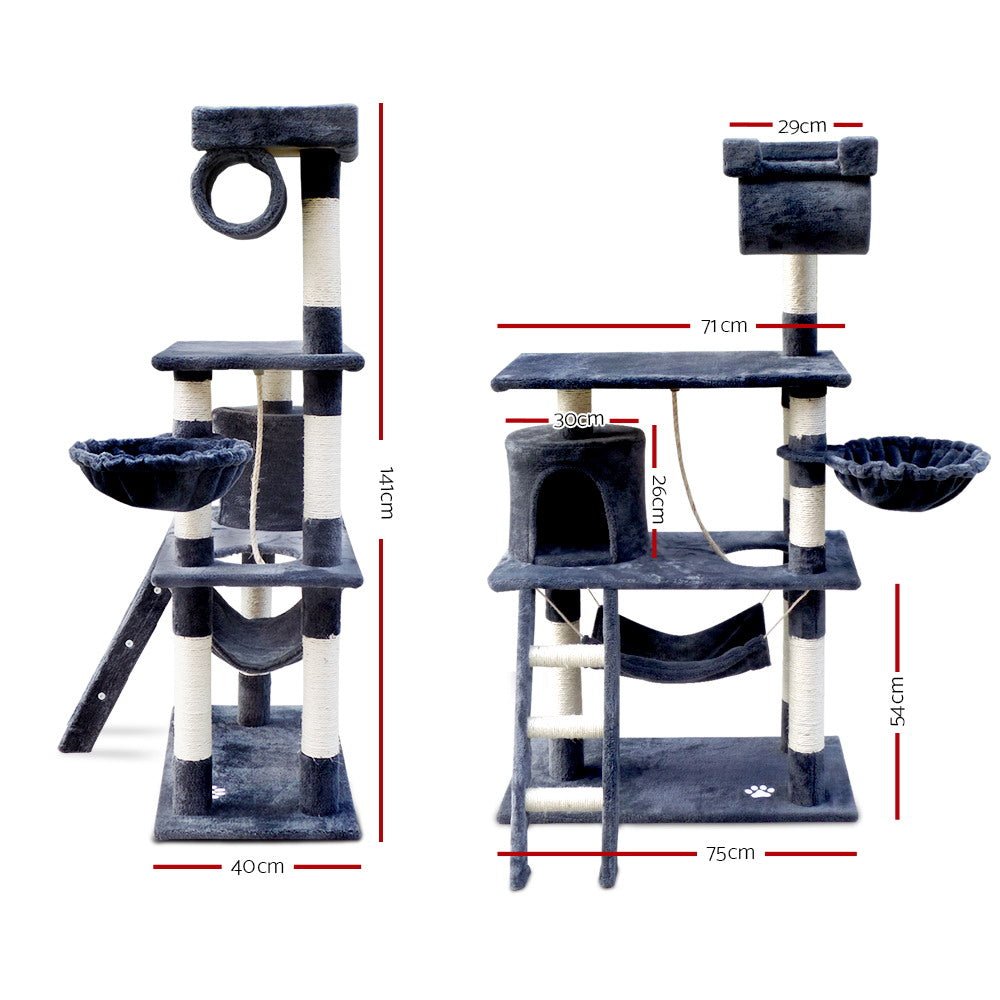 Cat Tree 141cm Trees Scratching Post Scratcher Tower - Pet Care - Rivercity House & Home Co. (ABN 18 642 972 209) - Affordable Modern Furniture Australia