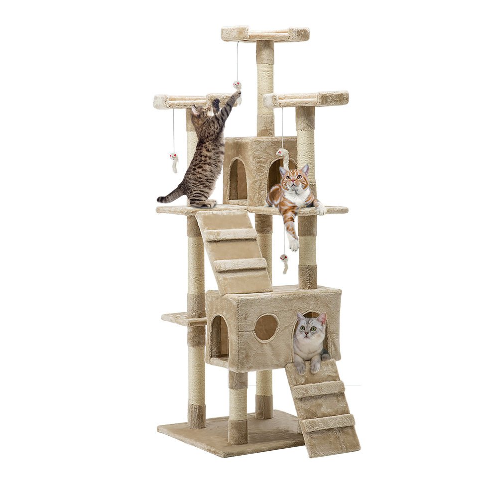 Cat Tree 180cm Trees Scratching Post Scratcher Tower Condo House Furniture Wood Beige - Pet Care > Cat Supplies - Rivercity House & Home Co. (ABN 18 642 972 209) - Affordable Modern Furniture Australia