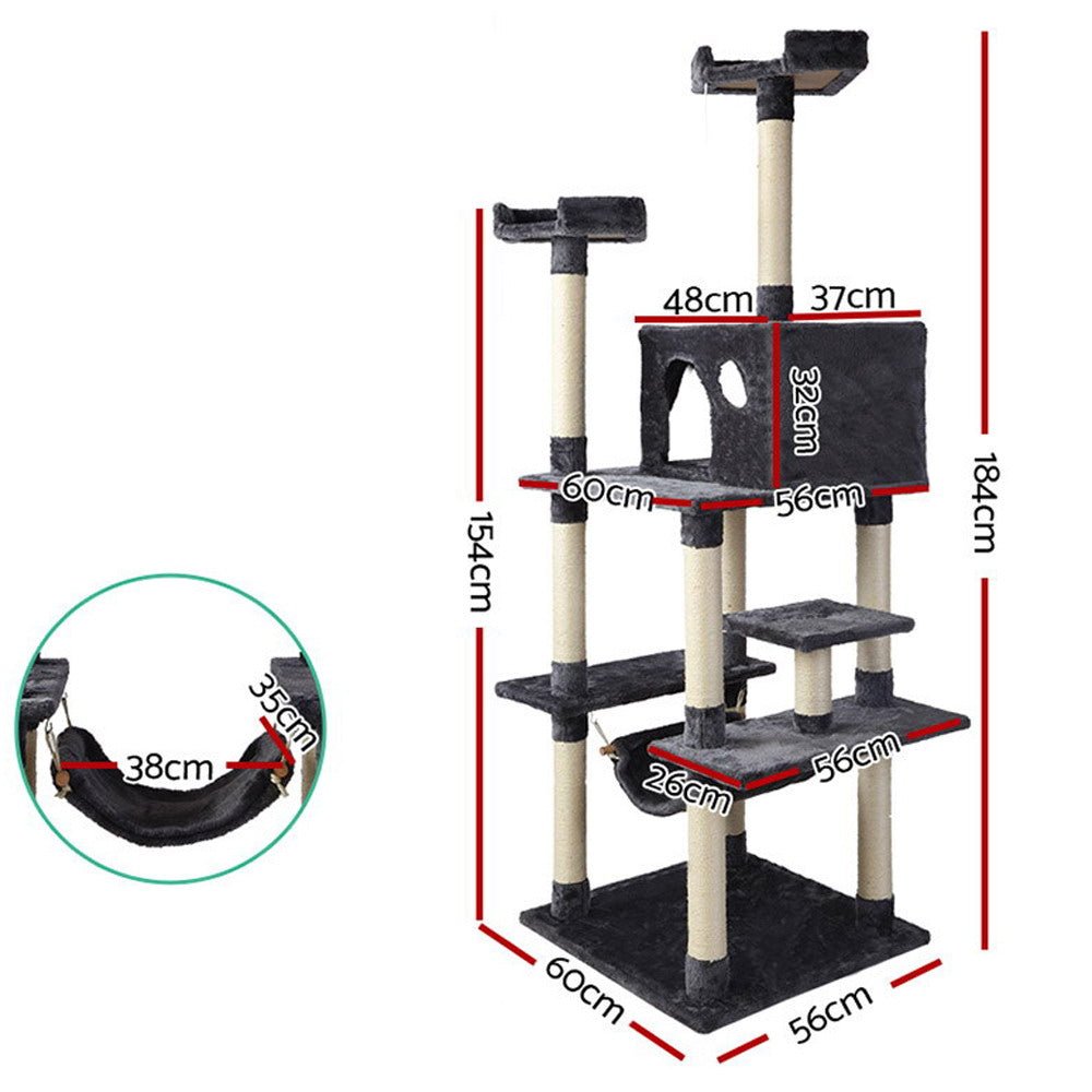 Cat Tree 184cm Trees Scratching Post Scratcher Tower Condo House Furniture Wood - Pet Care > Cat Supplies - Rivercity House & Home Co. (ABN 18 642 972 209) - Affordable Modern Furniture Australia