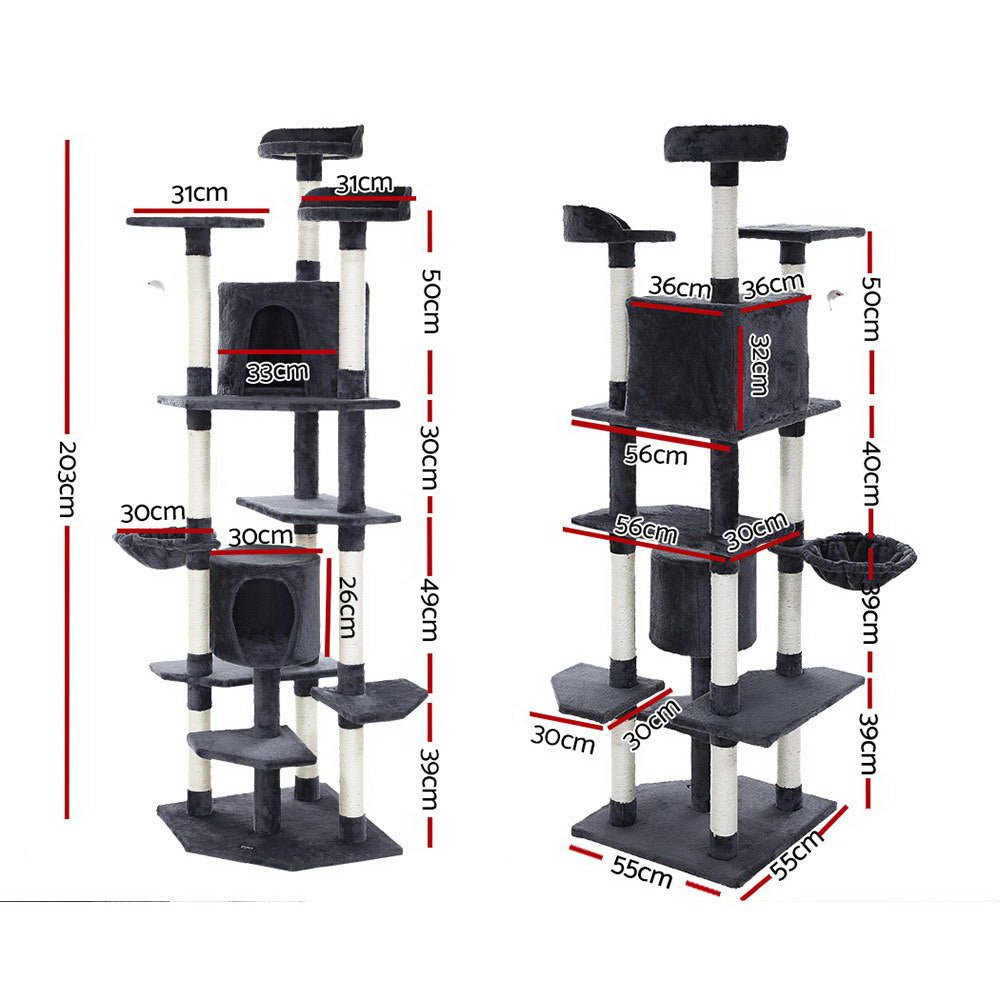 Cat Tree 203cm Trees Scratching Post Scratcher Tower Condo House Furniture Wood - Pet Care > Cat Supplies - Rivercity House & Home Co. (ABN 18 642 972 209) - Affordable Modern Furniture Australia