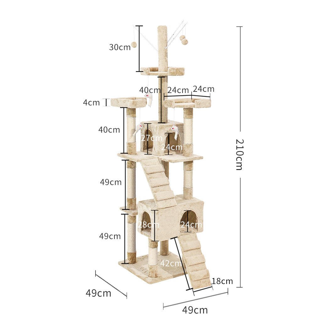 Cat Tree Scratching Post with Sisal Poles and Plush Cover - Beige - Rivercity House & Home Co. (ABN 18 642 972 209) - Affordable Modern Furniture Australia