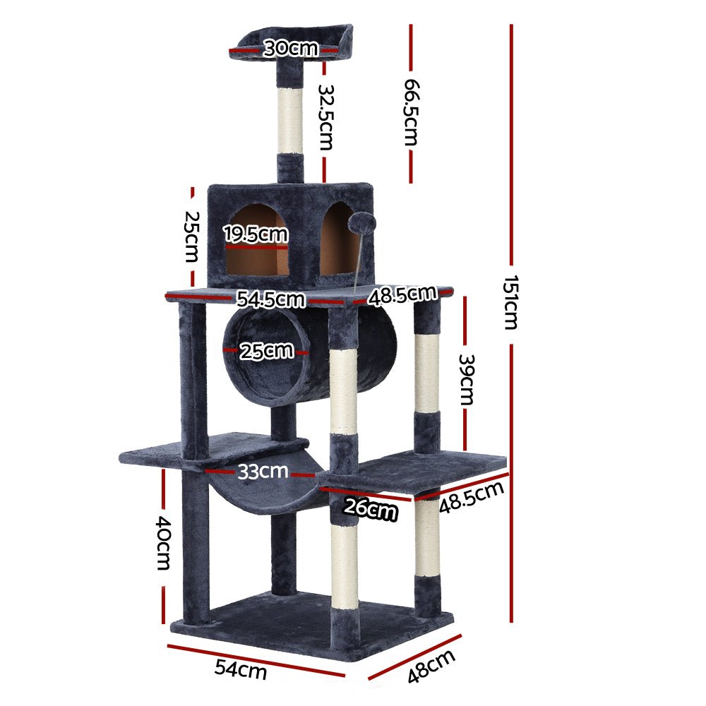 Cat Tree Tower Scratching Post Scratcher Wood Condo House Bed Trees 151cm - Pet Care > Cat Supplies - Rivercity House & Home Co. (ABN 18 642 972 209) - Affordable Modern Furniture Australia