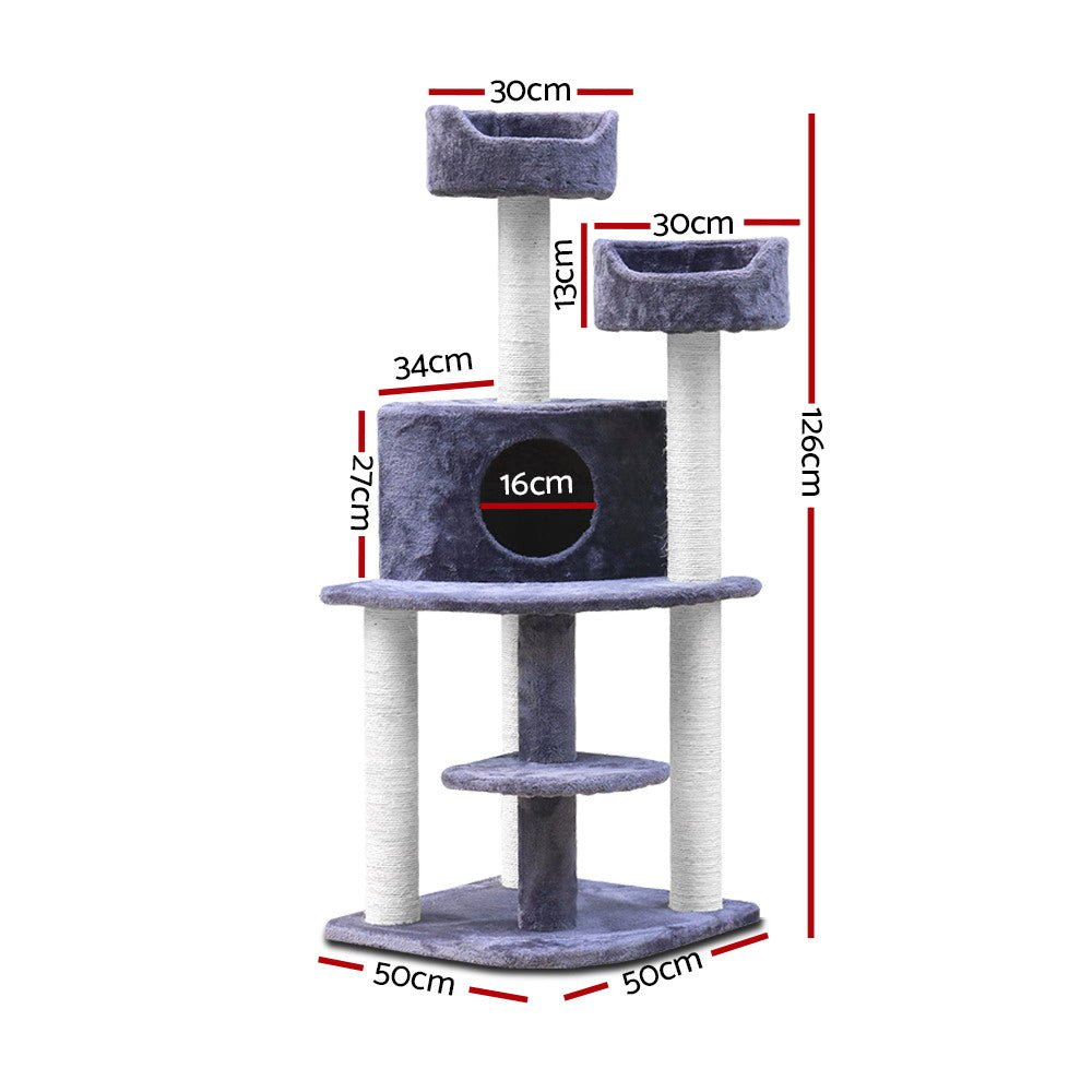 Cat Tree Trees Scratching Post Scratcher Tower Condo House Grey 126cm - Pet Care > Cat Supplies - Rivercity House & Home Co. (ABN 18 642 972 209) - Affordable Modern Furniture Australia