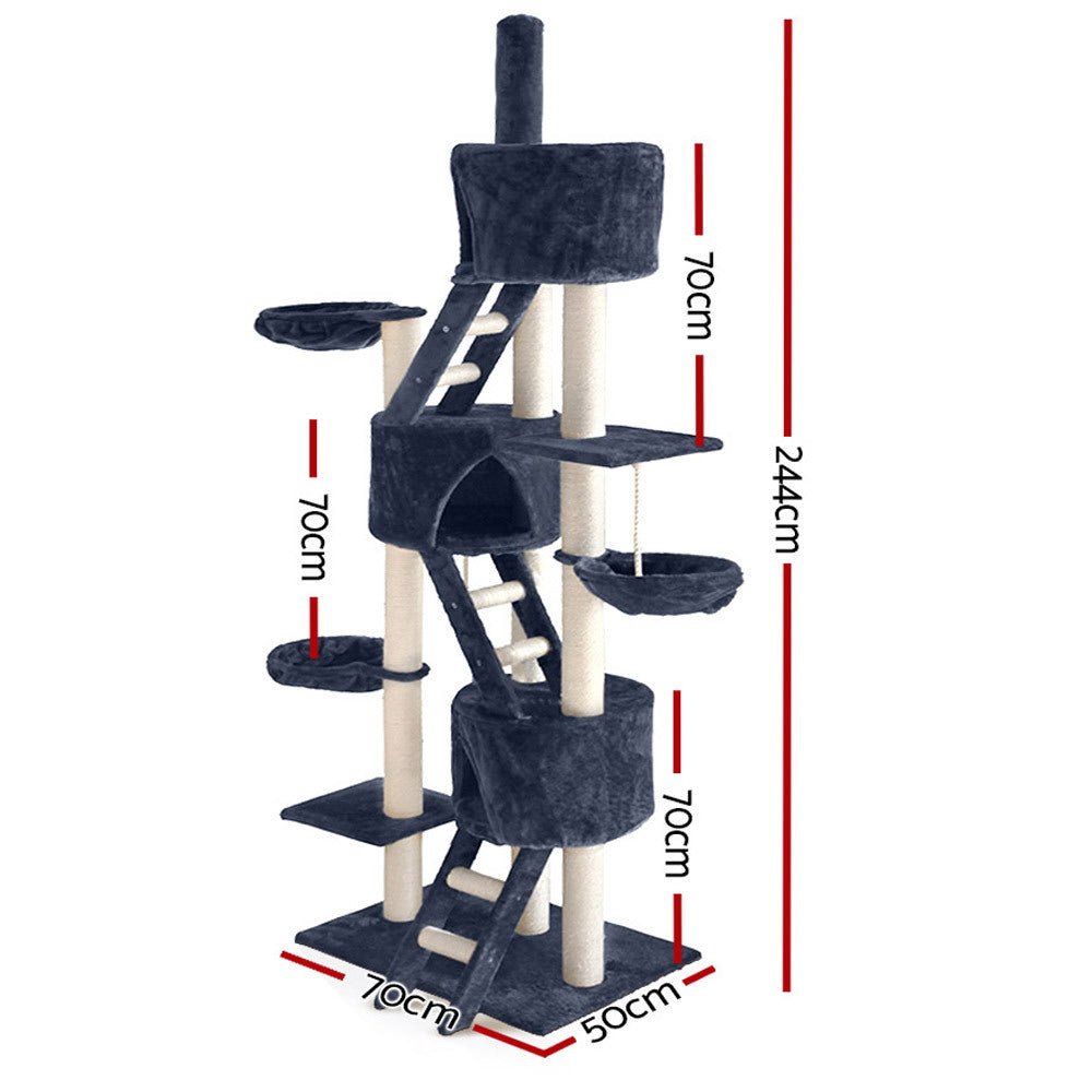 Cat Tree Trees Scratching Post Scratcher Tower Condo House Grey 244cm - Pet Care > Cat Supplies - Rivercity House & Home Co. (ABN 18 642 972 209) - Affordable Modern Furniture Australia