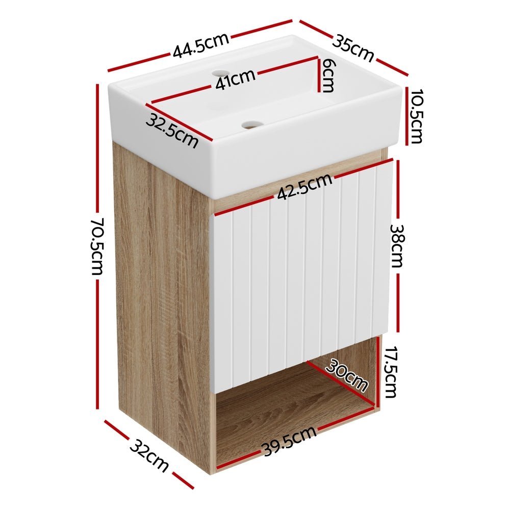 Cefito Vanity Unit 445mm Basin Bathroom Cabinet Storage Wall Hung Sink White - Furniture > Bathroom > Bathroom Cabinets, Cupboards & Storage - Rivercity House & Home Co. (ABN 18 642 972 209) - Affordable Modern Furniture Australia