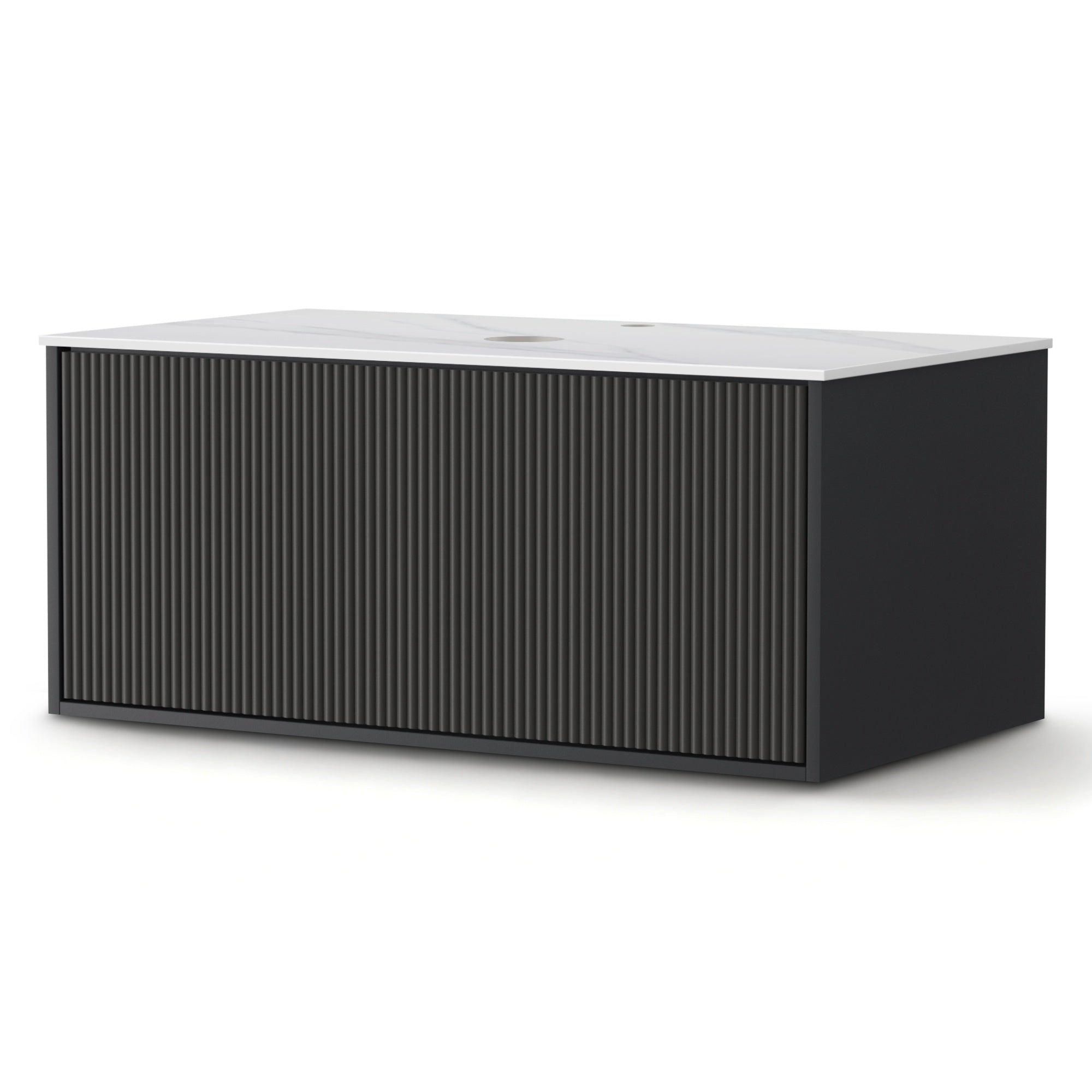 Cefito Vanity Unit 900mm Bathroom Cabinet Storage Wall Hung Grooved Timber Black - Furniture > Bathroom > Vanity Units - Rivercity House & Home Co. (ABN 18 642 972 209) - Affordable Modern Furniture Australia