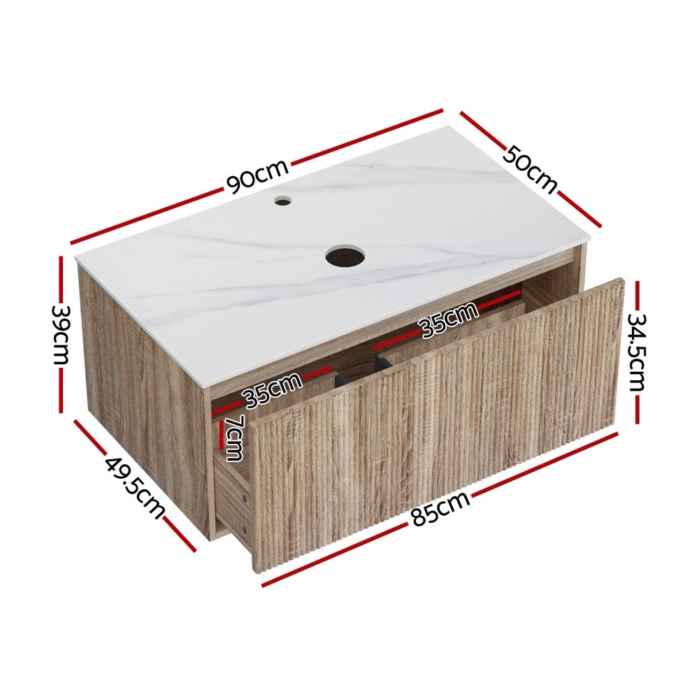 Cefito Vanity Unit 915mm with Basin Oak - Furniture > Bathroom > Vanity Units - Rivercity House & Home Co. (ABN 18 642 972 209) - Affordable Modern Furniture Australia