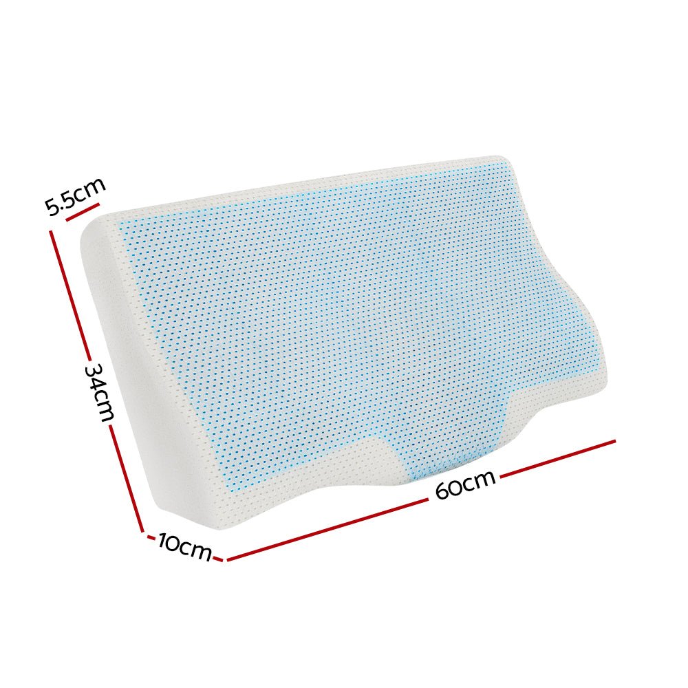 Cervical Memory Foam Contour Pillow with Cool Gel Neck Support - White - Home & Garden > Bedding > Pillows - Rivercity House & Home Co. (ABN 18 642 972 209) - Affordable Modern Furniture Australia