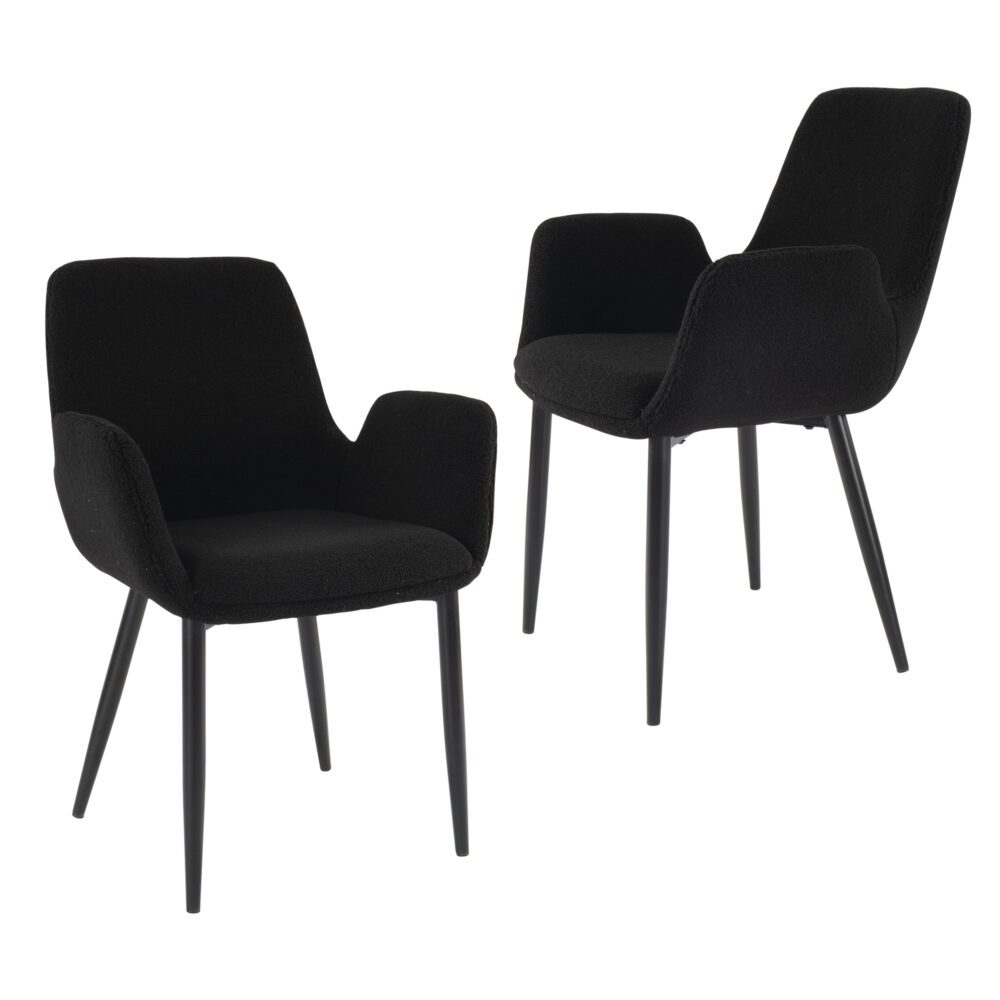 Charcoal Embrace Boucle Teddy Sherpa Armchair Set - Black - Furniture > Dining > Kitchen & Dining Chairs - Rivercity House & Home Co. (ABN 18 642 972 209) - Affordable Modern Furniture Australia