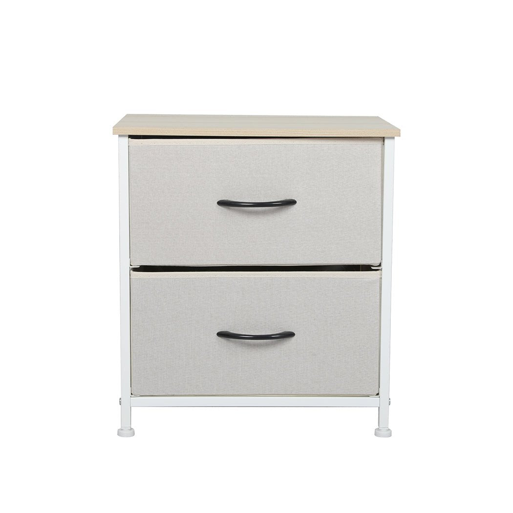 Chest of 2 Drawers Bedside Table Beige - Rivercity House & Home Co. (ABN 18 642 972 209) - Affordable Modern Furniture Australia