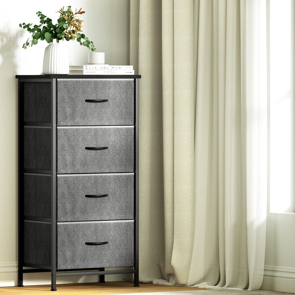 Chest of 4 Drawers Storage Dresser Tallboy Grey - Furniture > Bedroom > Dressers - Rivercity House & Home Co. (ABN 18 642 972 209) - Affordable Modern Furniture Australia