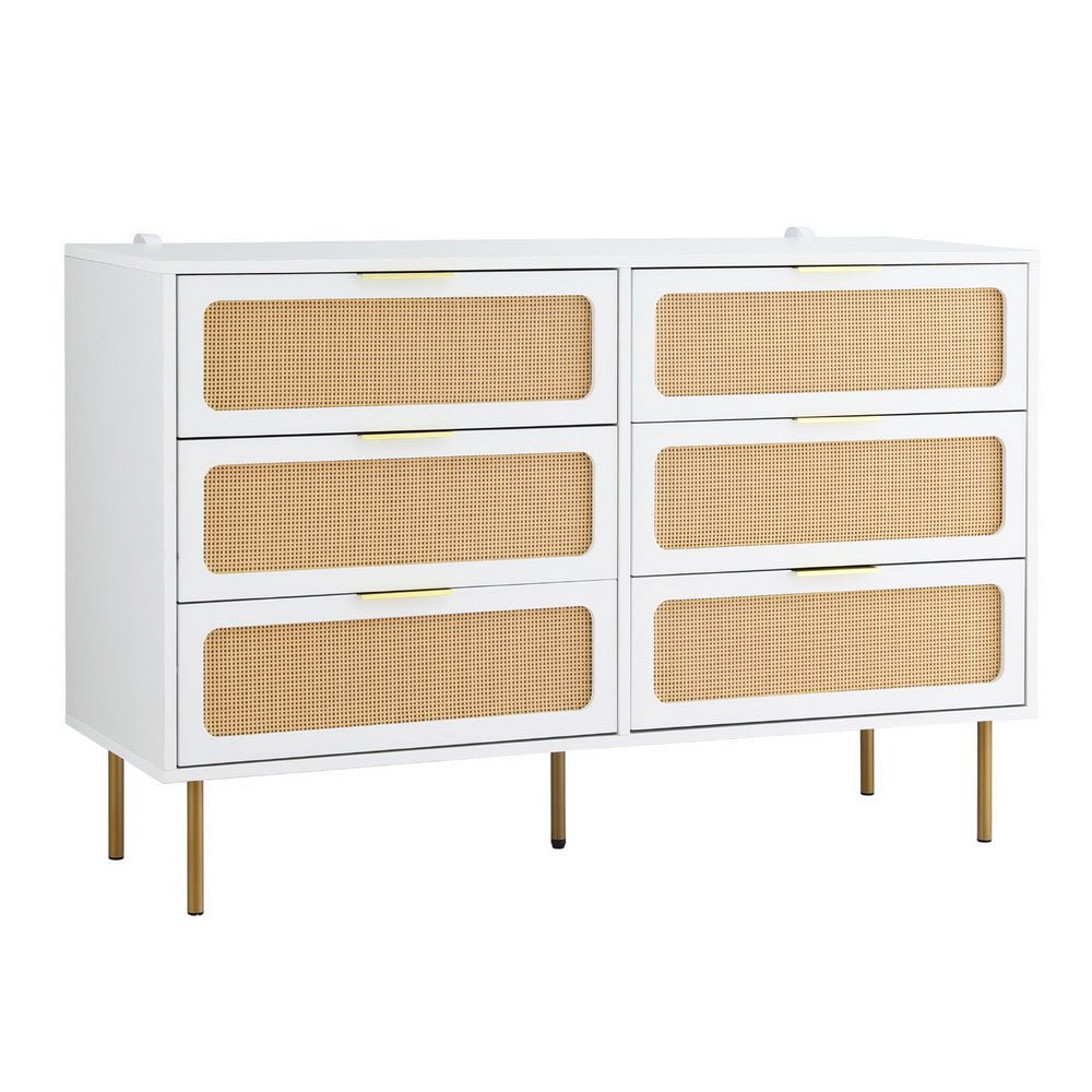Chest of 6 Drawers Lowboy Cabinet White - Furniture > Office > Storage Cabinets - Rivercity House & Home Co. (ABN 18 642 972 209) - Affordable Modern Furniture Australia