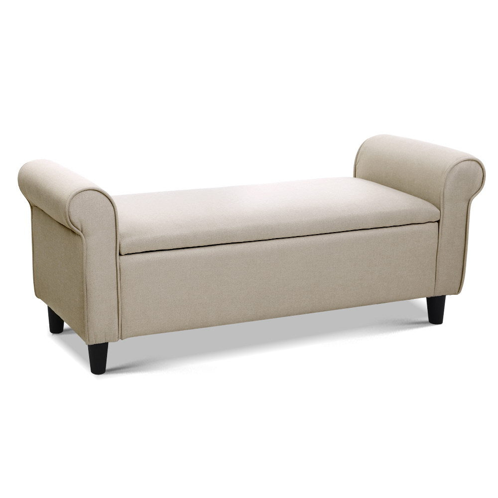 Chloe Linen Storage Ottoman Blanket Box Taupe - Rivercity House & Home Co. (ABN 18 642 972 209) - Affordable Modern Furniture Australia