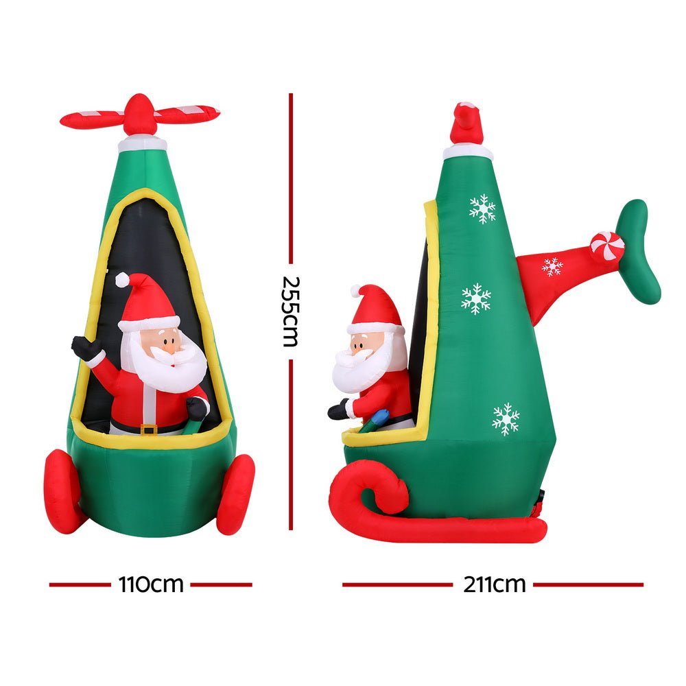 Christmas Inflatable Santa in Helicopter 2.55M Height LED Illuminated Decorations - Occasions > Costumes > Costumes & Accessories - Rivercity House & Home Co. (ABN 18 642 972 209) - Affordable Modern Furniture Australia
