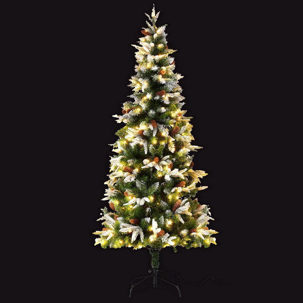 Christmas Tree 190cm Pine Cones LED Flocking Xmas Tree 680 Tips - Occasions > Christmas > Christmas Trees - Rivercity House & Home Co. (ABN 18 642 972 209) - Affordable Modern Furniture Australia