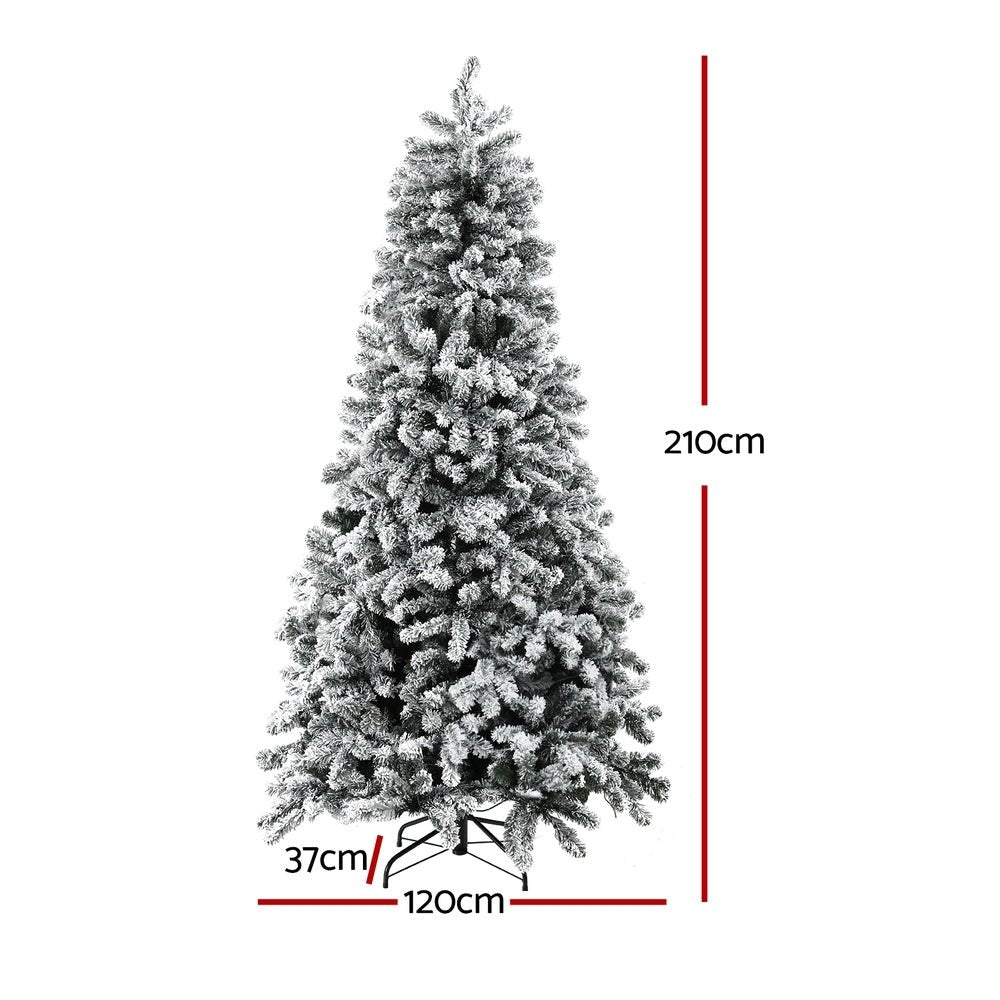 Christmas Tree 2.1m Snow Flocked LED Xmas Decoration 8 Light Modes - Occasions > Christmas > Christmas Trees - Rivercity House & Home Co. (ABN 18 642 972 209) - Affordable Modern Furniture Australia