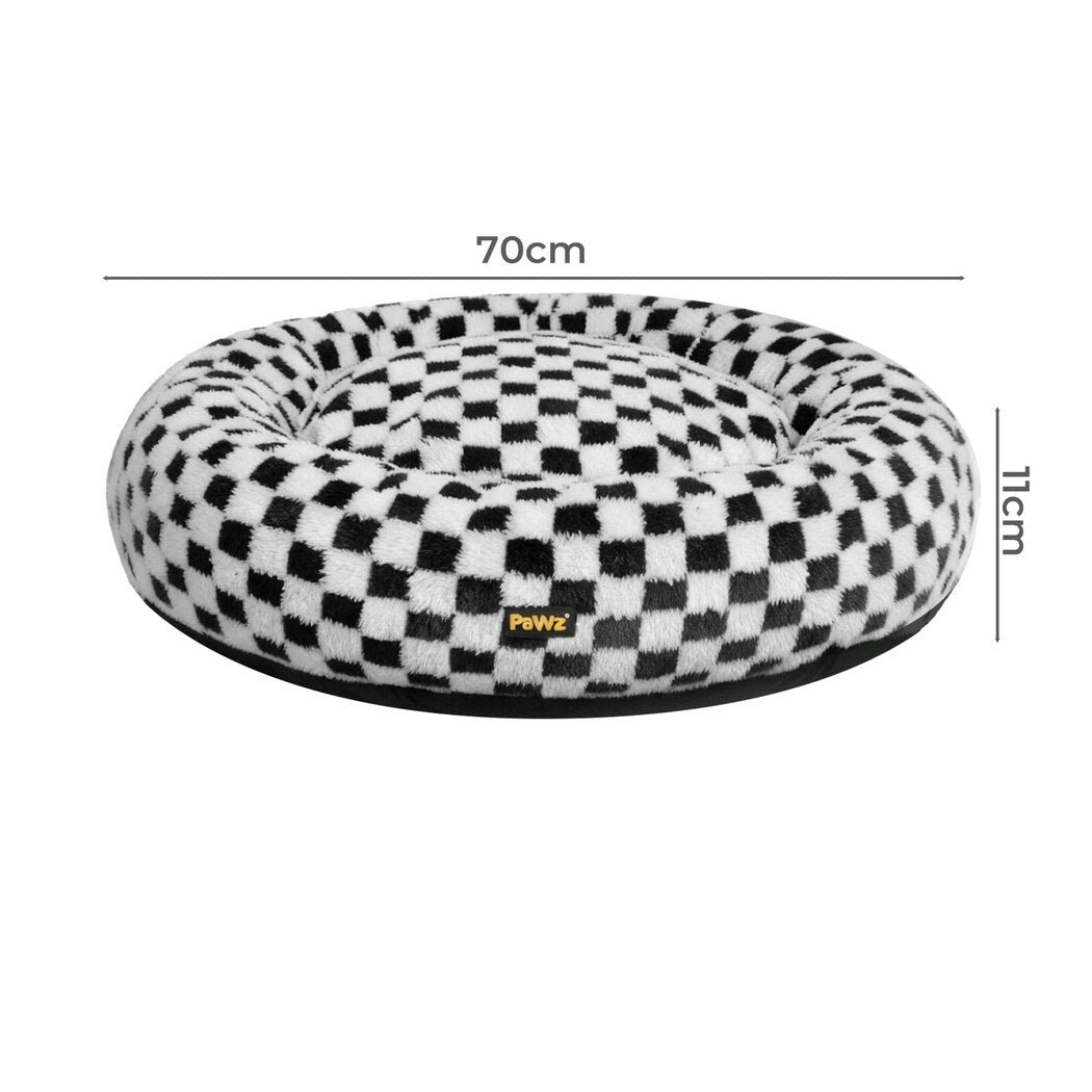 Circular Plush Calming Dog Bed with Removable Cover - Black & White - Rivercity House & Home Co. (ABN 18 642 972 209) - Affordable Modern Furniture Australia