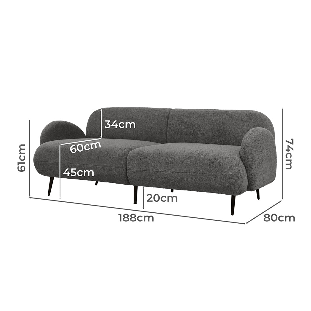 Cloud 3 - Seater Sofa with Sherpa Fleece Upholstery - Beige - Rivercity House & Home Co. (ABN 18 642 972 209) - Affordable Modern Furniture Australia