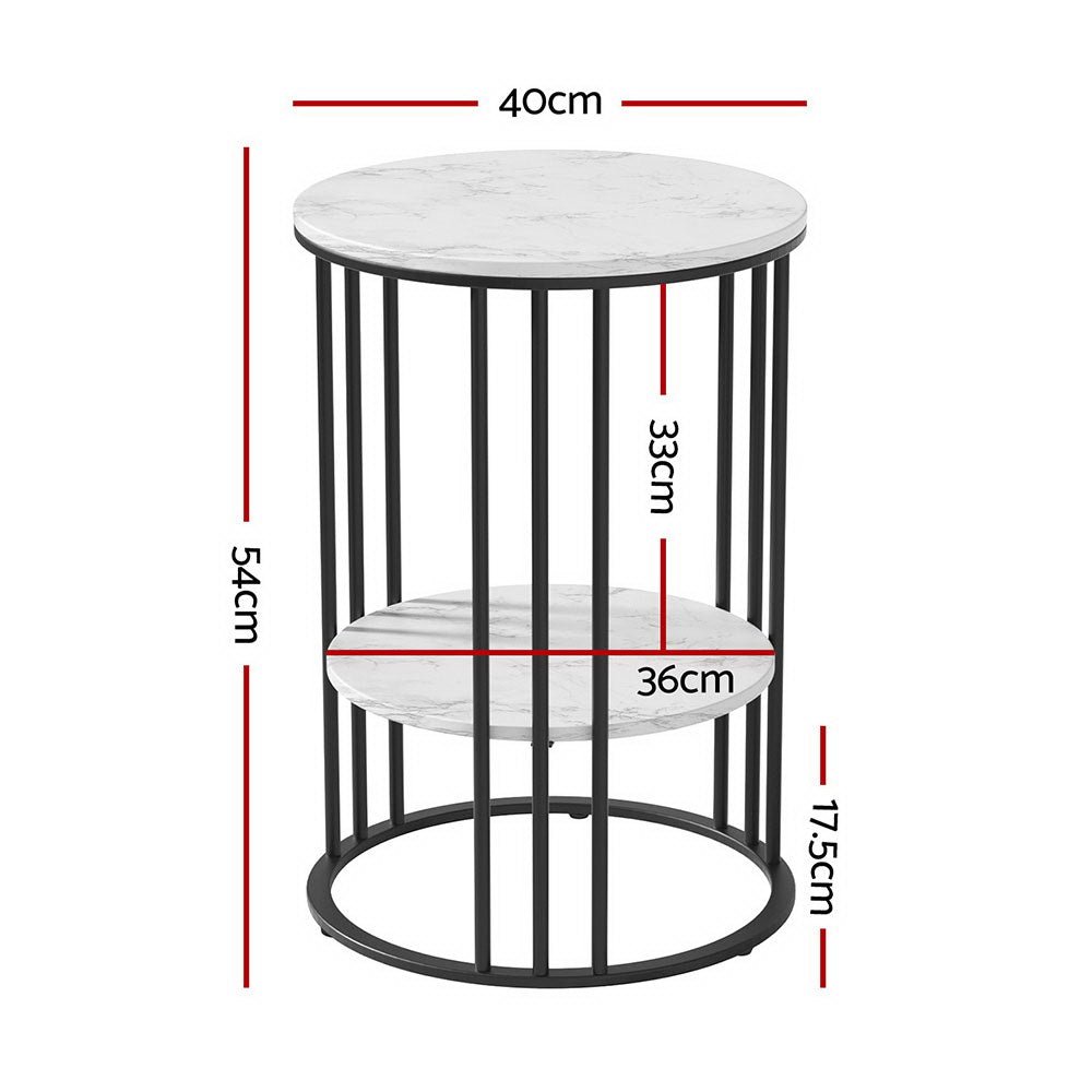 Coffee Table 2 - Tier Round Marble Effect - Furniture > Living Room - Rivercity House & Home Co. (ABN 18 642 972 209) - Affordable Modern Furniture Australia