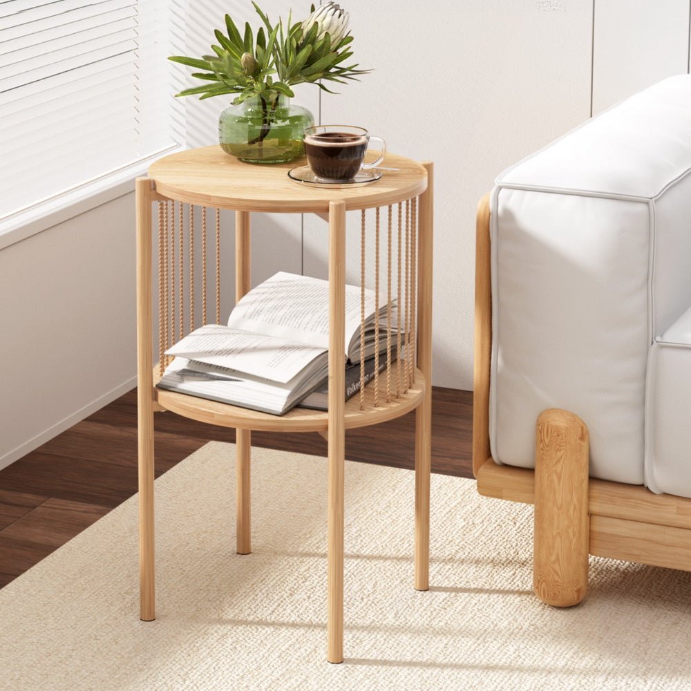 Coffee Table 2 - Tier Round Wood - Furniture > Living Room > Coffee Tables - Rivercity House & Home Co. (ABN 18 642 972 209) - Affordable Modern Furniture Australia