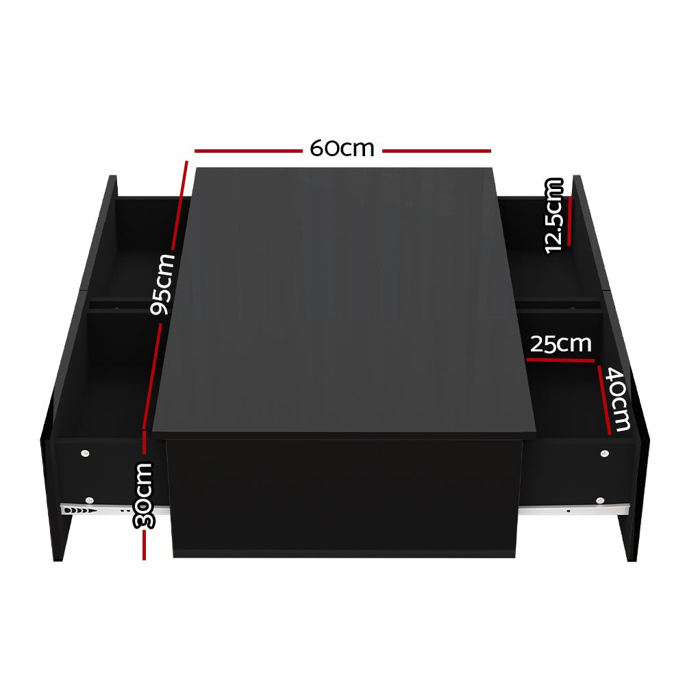 Coffee Table 4 Drawers Black Trevi - Furniture > Living Room > Coffee Tables - Rivercity House & Home Co. (ABN 18 642 972 209) - Affordable Modern Furniture Australia