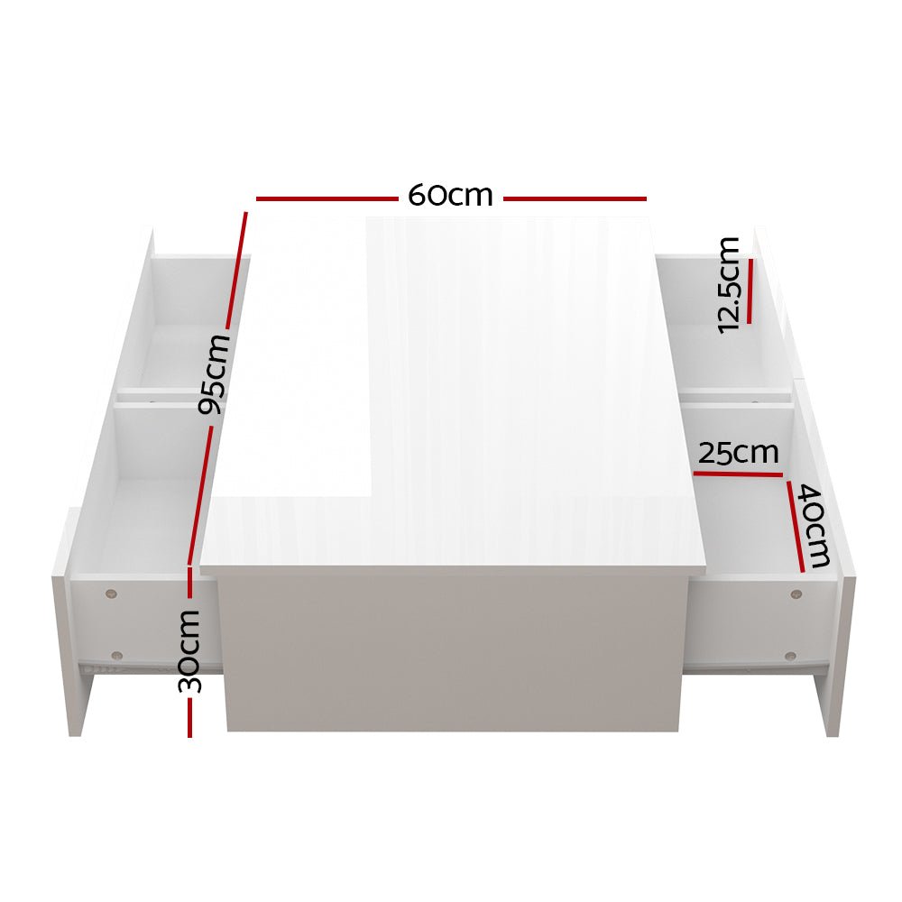Coffee Table 4 Drawers White Trevi - Furniture > Living Room > Coffee Tables - Rivercity House & Home Co. (ABN 18 642 972 209) - Affordable Modern Furniture Australia