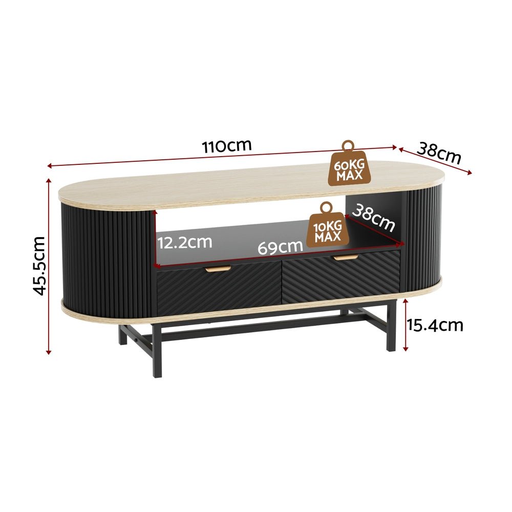 Coffee Table Drawer Shelf Wood&Black - Furniture > Living Room > Coffee Tables - Rivercity House & Home Co. (ABN 18 642 972 209) - Affordable Modern Furniture Australia