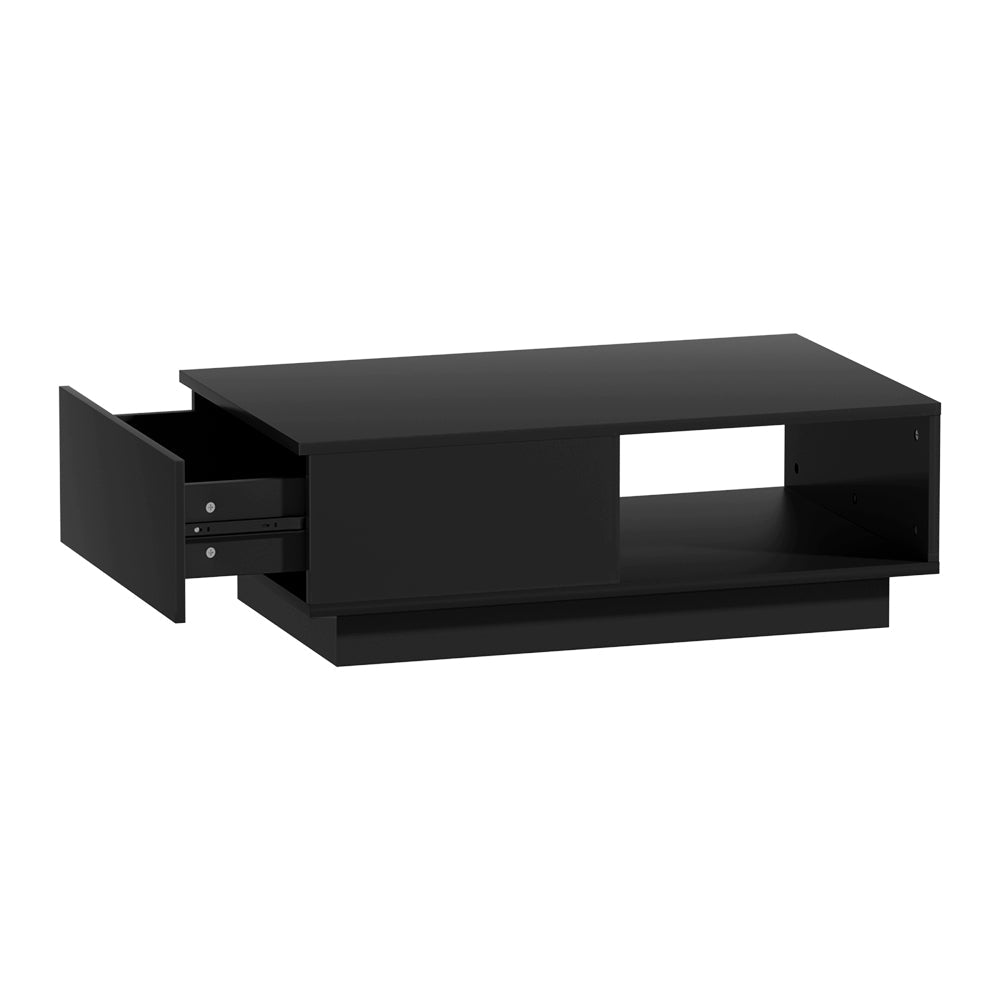 Coffee Table LED Lights High Gloss Storage Drawer Modern Furniture Black - Rivercity House & Home Co. (ABN 18 642 972 209) - Affordable Modern Furniture Australia