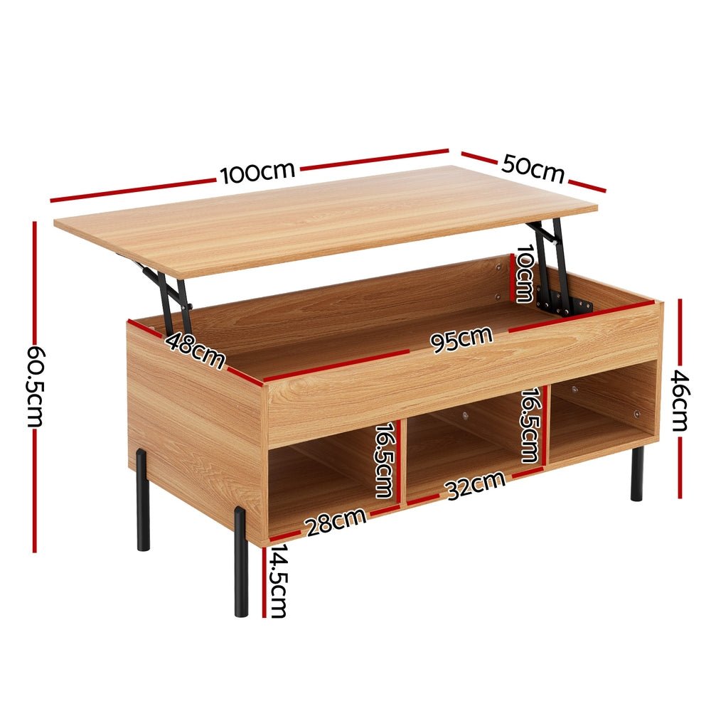 Coffee Table Lift - top Oak - Furniture > Living Room - Rivercity House & Home Co. (ABN 18 642 972 209) - Affordable Modern Furniture Australia