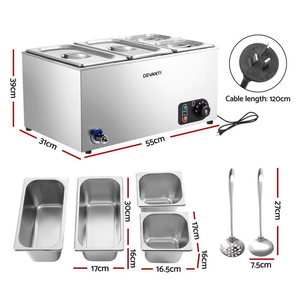 Commercial Food Warmer Bain Marie 4 Electric Buffet Pans - Appliances > Kitchen Appliances > Food Warmers & Chafing Dishes - Rivercity House & Home Co. (ABN 18 642 972 209) - Affordable Modern Furniture Australia