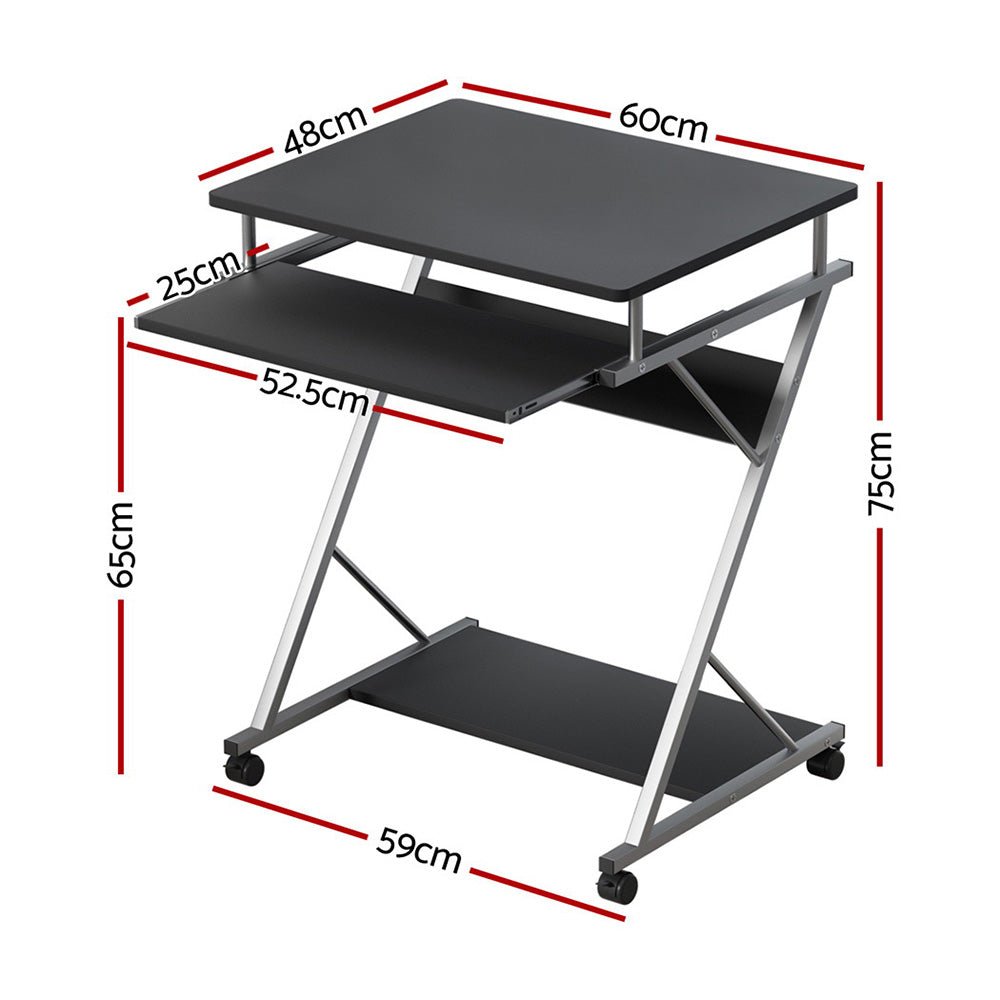 Compact Portable Desk with Slide Out Keyboard Tray (Black) - Rivercity House & Home Co. (ABN 18 642 972 209) - Affordable Modern Furniture Australia