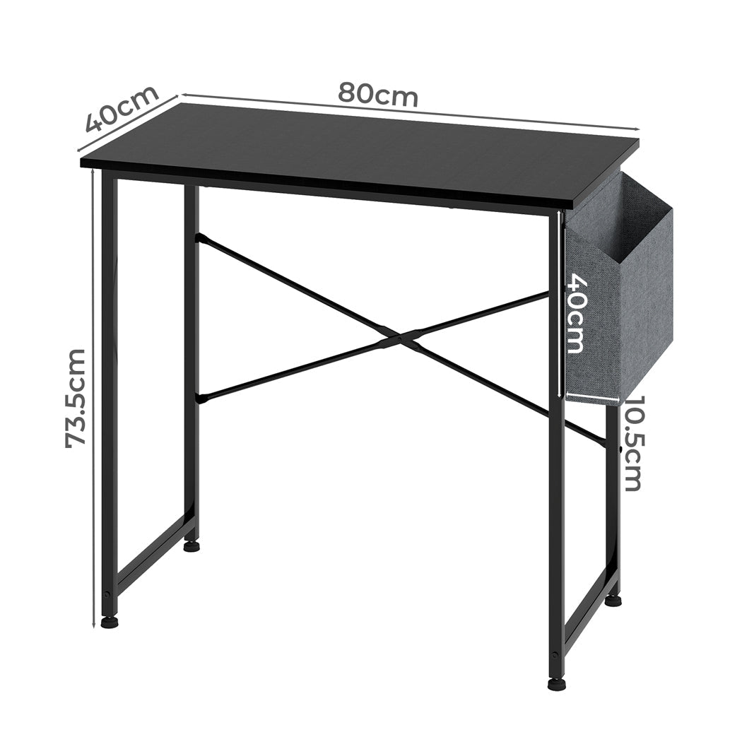 Computer Desk Study Table with Storage Bag 80cm - Black - Rivercity House & Home Co. (ABN 18 642 972 209) - Affordable Modern Furniture Australia