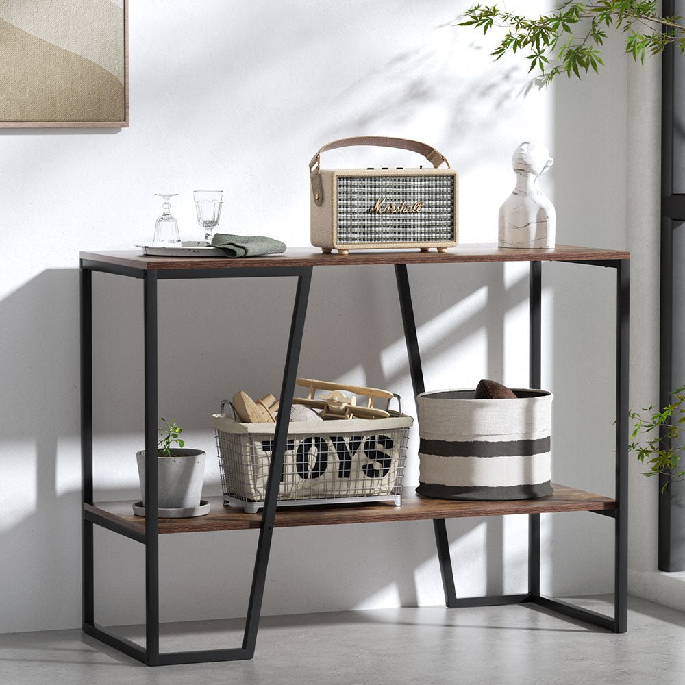 Console Table 106CM 2 - tier Walnut Cora - Home & Garden > DIY > Table Tops & Bases - Rivercity House & Home Co. (ABN 18 642 972 209) - Affordable Modern Furniture Australia