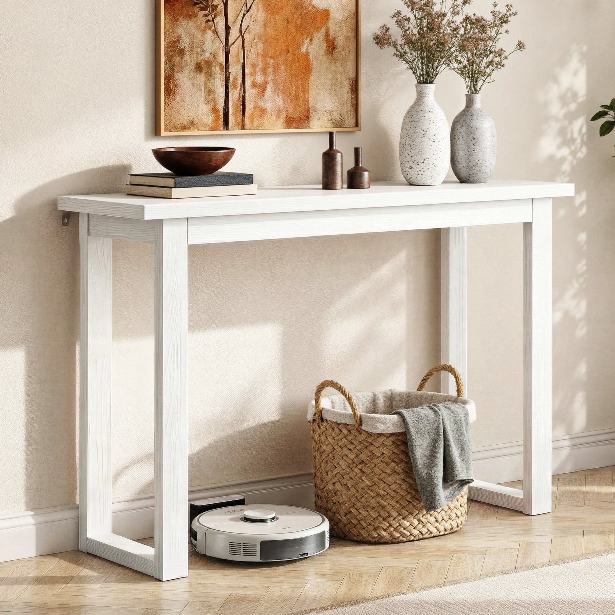 Console Table 110CM White - Furniture > Living Room > Side Tables - Rivercity House & Home Co. (ABN 18 642 972 209) - Affordable Modern Furniture Australia