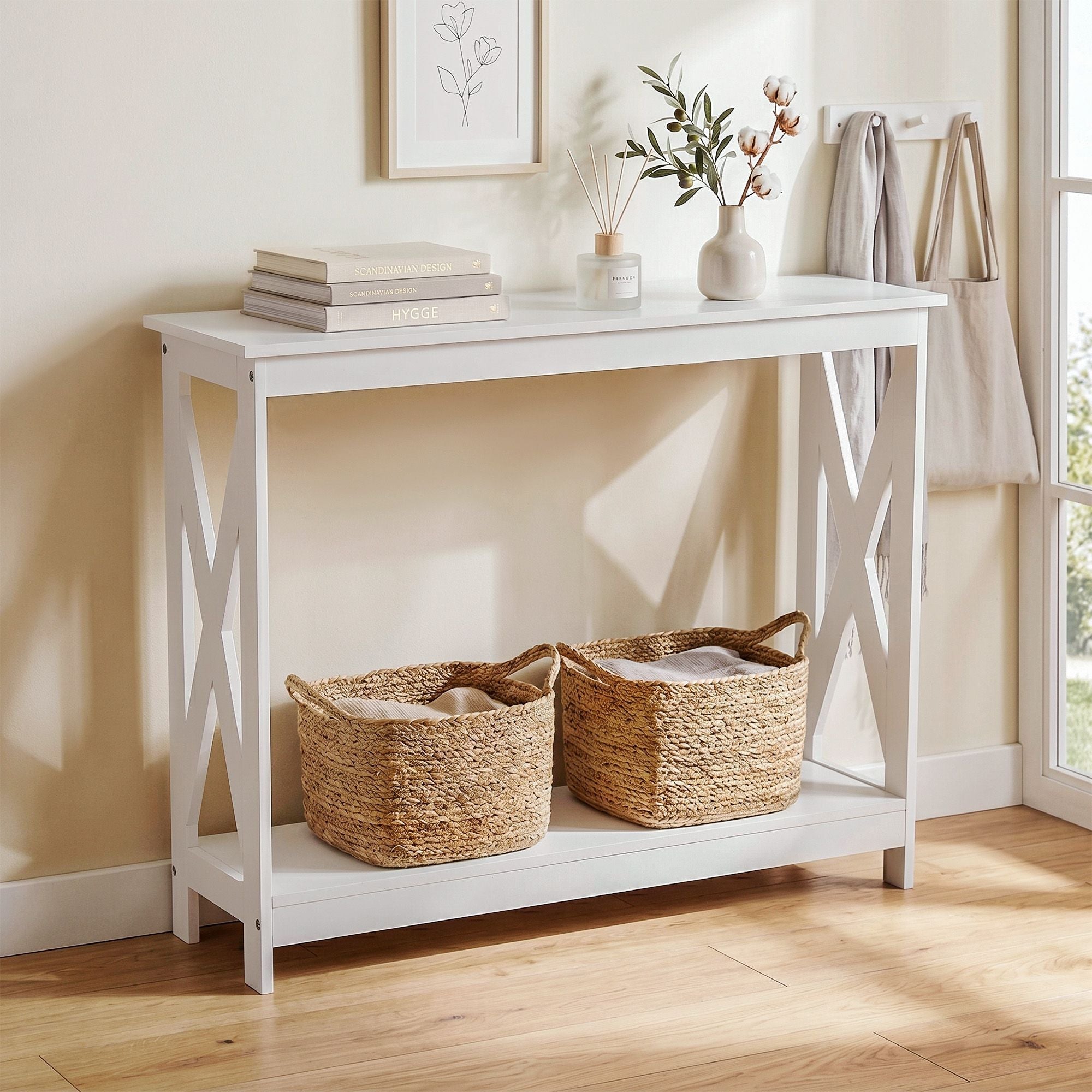 Console Table Entryway Hallway Display 2-Tier Narrow Sofa Table 100CM White - Furniture > Living Room > Side Tables - Rivercity House & Home Co. (ABN 18 642 972 209) - Affordable Modern Furniture Australia