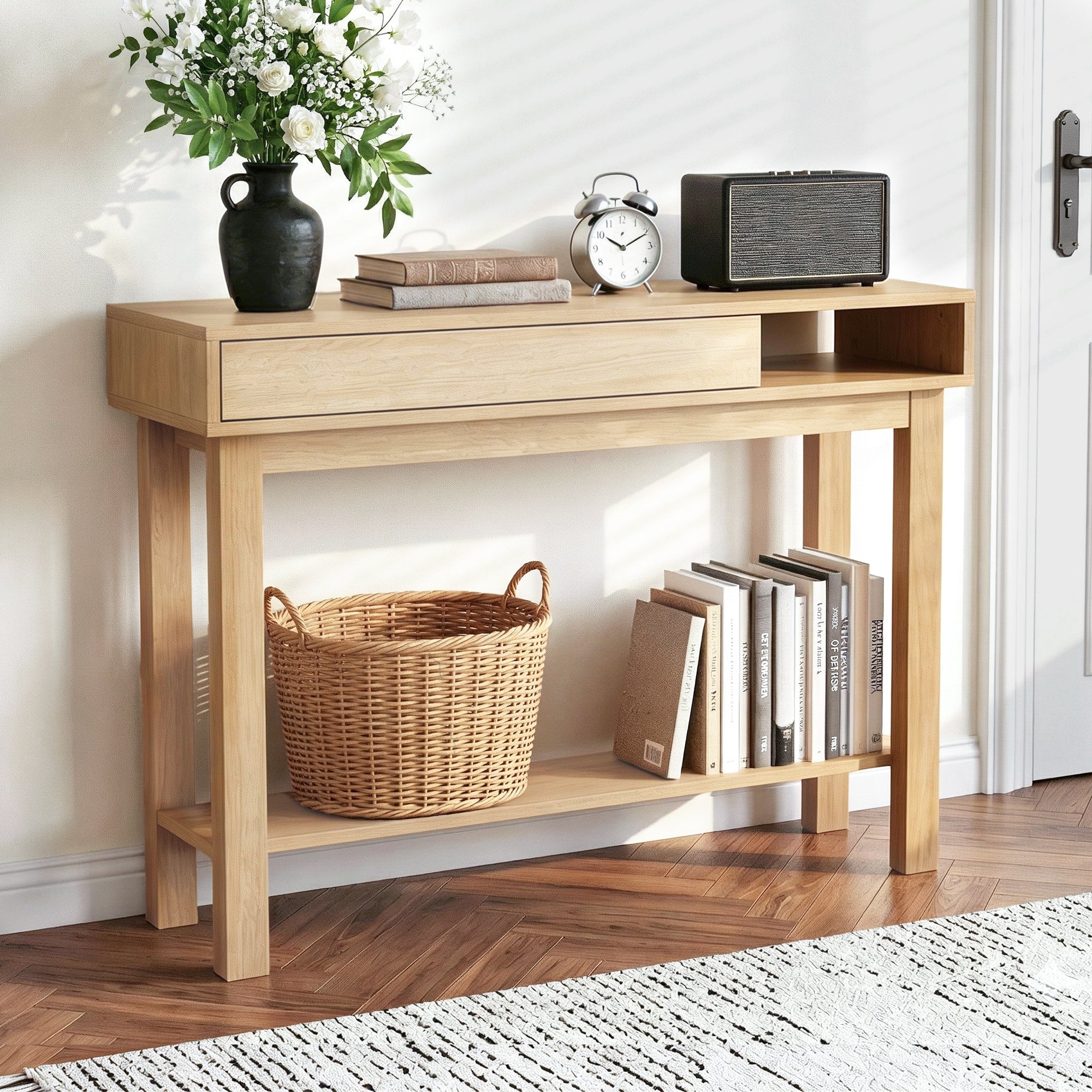 Console Table Entryway Hallway Sofa Side Table Drawer Shelf 100CM Wood - Furniture > Living Room > Side Tables - Rivercity House & Home Co. (ABN 18 642 972 209) - Affordable Modern Furniture Australia