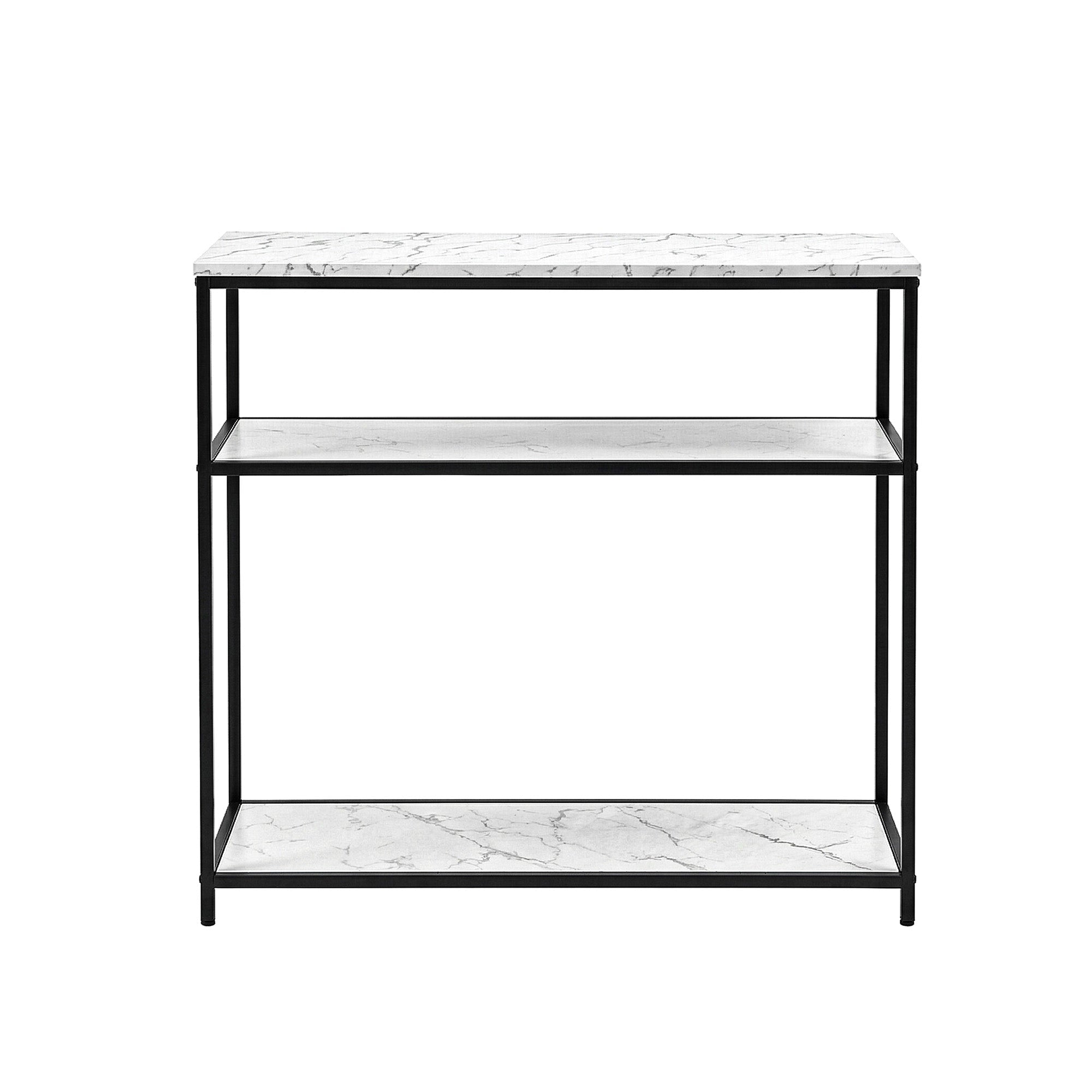 Console Table Marble Effect 3 - Tier Sofa Entryway Side Table 90CM White - Furniture > Living Room > Side Tables - Rivercity House & Home Co. (ABN 18 642 972 209) - Affordable Modern Furniture Australia