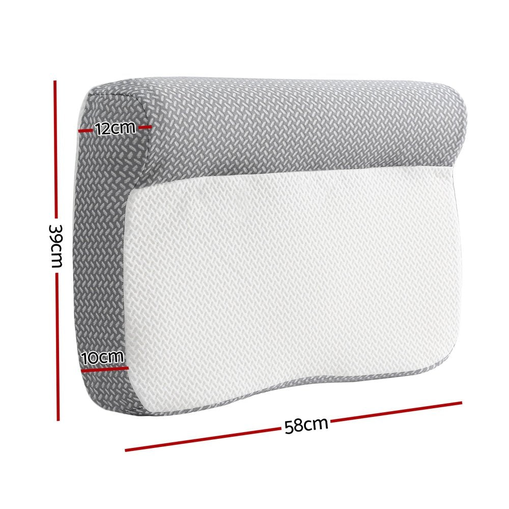 Contour Memory Foam Pillow with Cervical Support and Removable Cover - White and Grey - Home & Garden > Bedding > Pillows - Rivercity House & Home Co. (ABN 18 642 972 209) - Affordable Modern Furniture Australia
