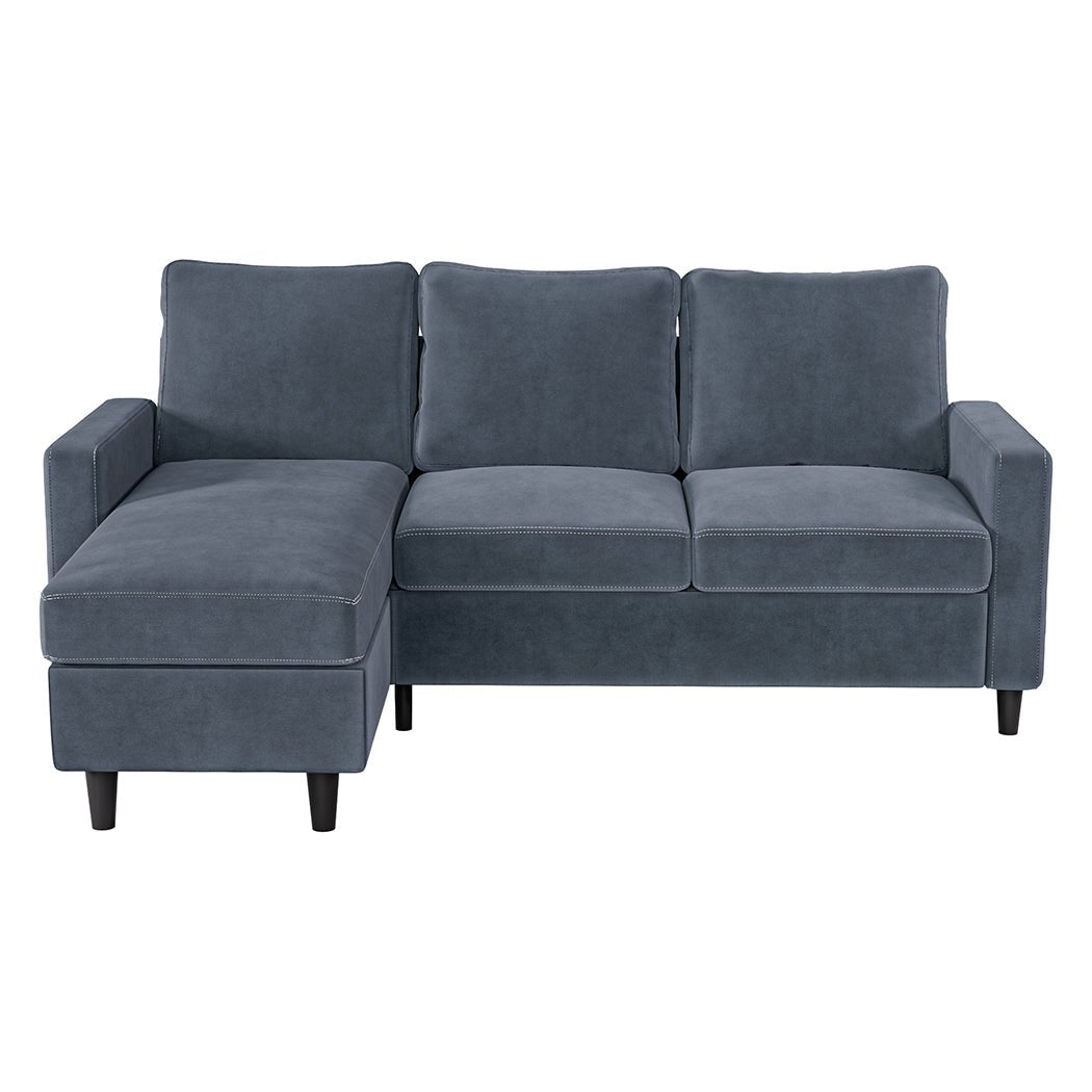 Convertible L - Shaped Sectional Sofa with Ottoman Chaise - Dark Grey - Rivercity House & Home Co. (ABN 18 642 972 209) - Affordable Modern Furniture Australia