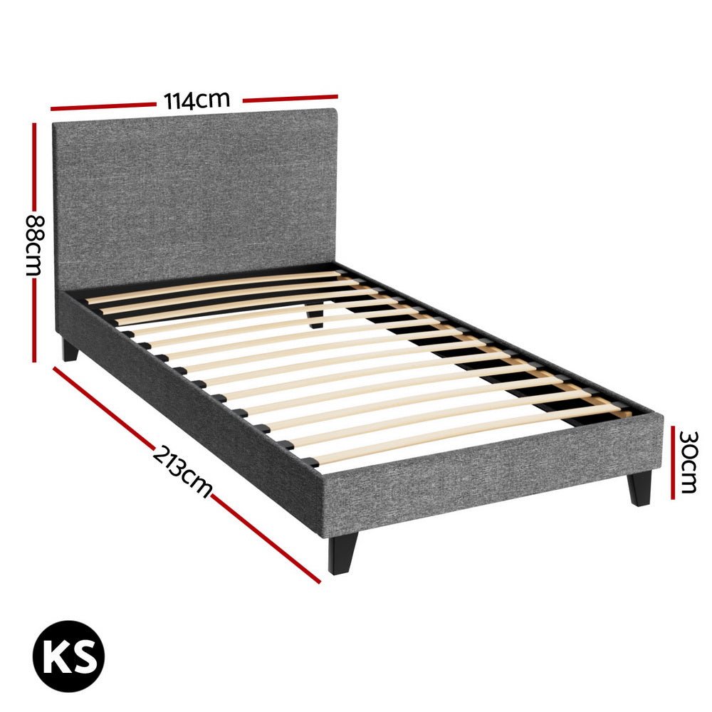 Coogee King Single Bed Frame Grey - Rivercity House & Home Co. (ABN 18 642 972 209) - Affordable Modern Furniture Australia