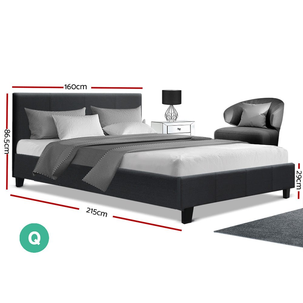 Coogee Queen Bed Base Charcoal - Rivercity House & Home Co. (ABN 18 642 972 209) - Affordable Modern Furniture Australia