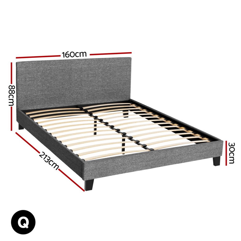 Coogee Queen Bed Frame Grey - Rivercity House & Home Co. (ABN 18 642 972 209) - Affordable Modern Furniture Australia
