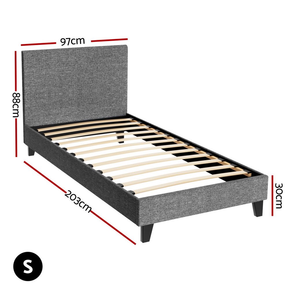 Coogee Single Bed Frame Grey - Rivercity House & Home Co. (ABN 18 642 972 209) - Affordable Modern Furniture Australia