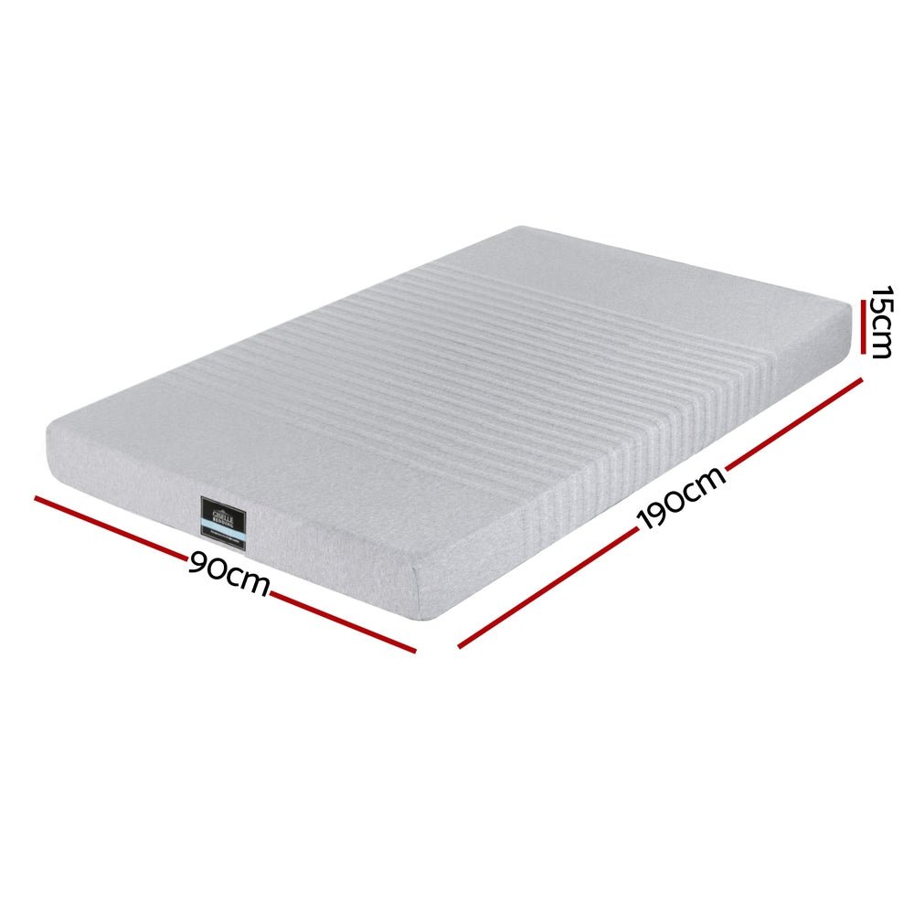 Cool Gel Memory Foam Mattress Charcoal 7 - Zone Washable Bamboo Cover 15cm Single - Furniture > Mattresses > Single Mattress - Rivercity House & Home Co. (ABN 18 642 972 209) - Affordable Modern Furniture Australia