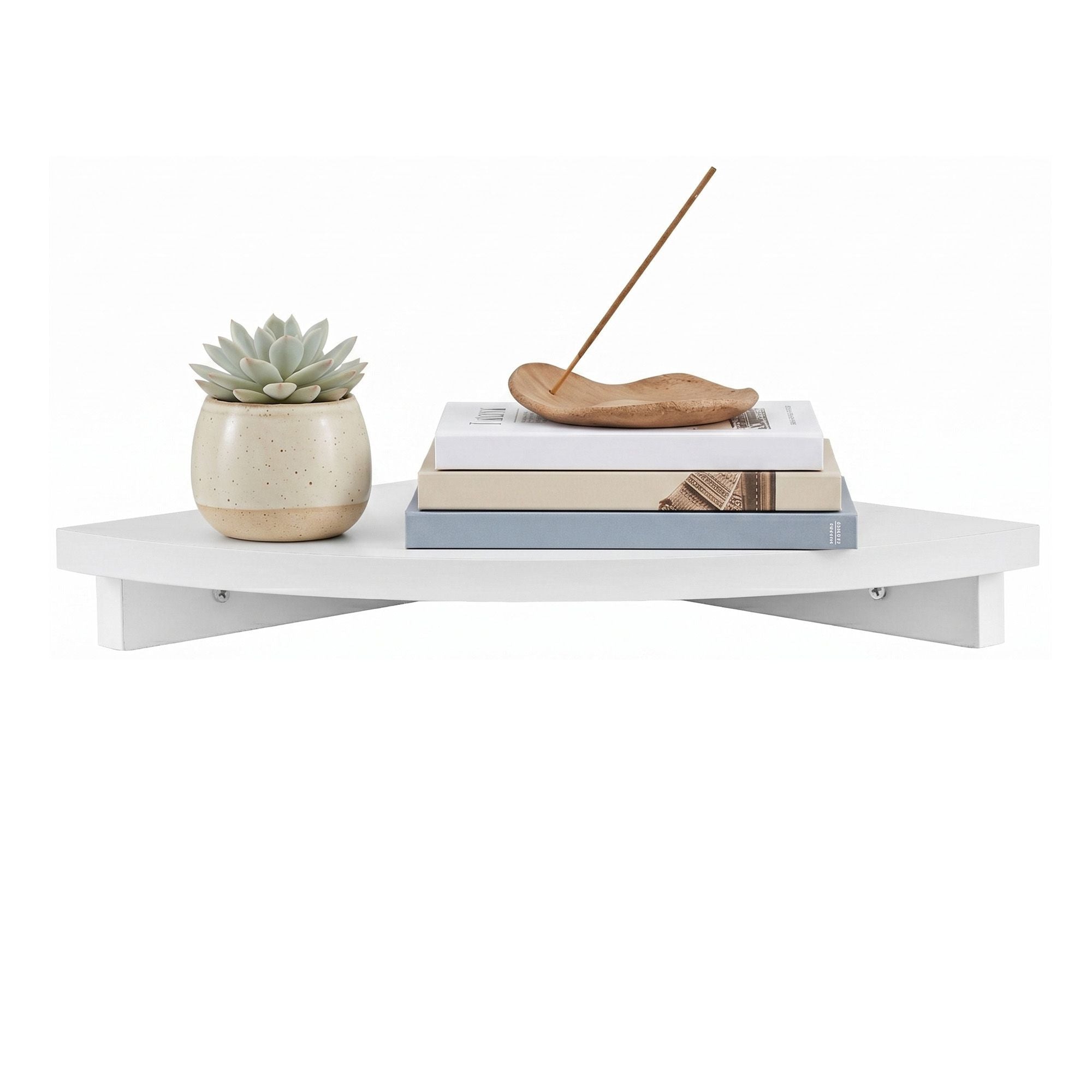 Corner Floating Wall Shelf Wall Mounted Display Rack Round Edge White 1pc - Furniture > Living Room > Bookcases & Shelves - Rivercity House & Home Co. (ABN 18 642 972 209) - Affordable Modern Furniture Australia