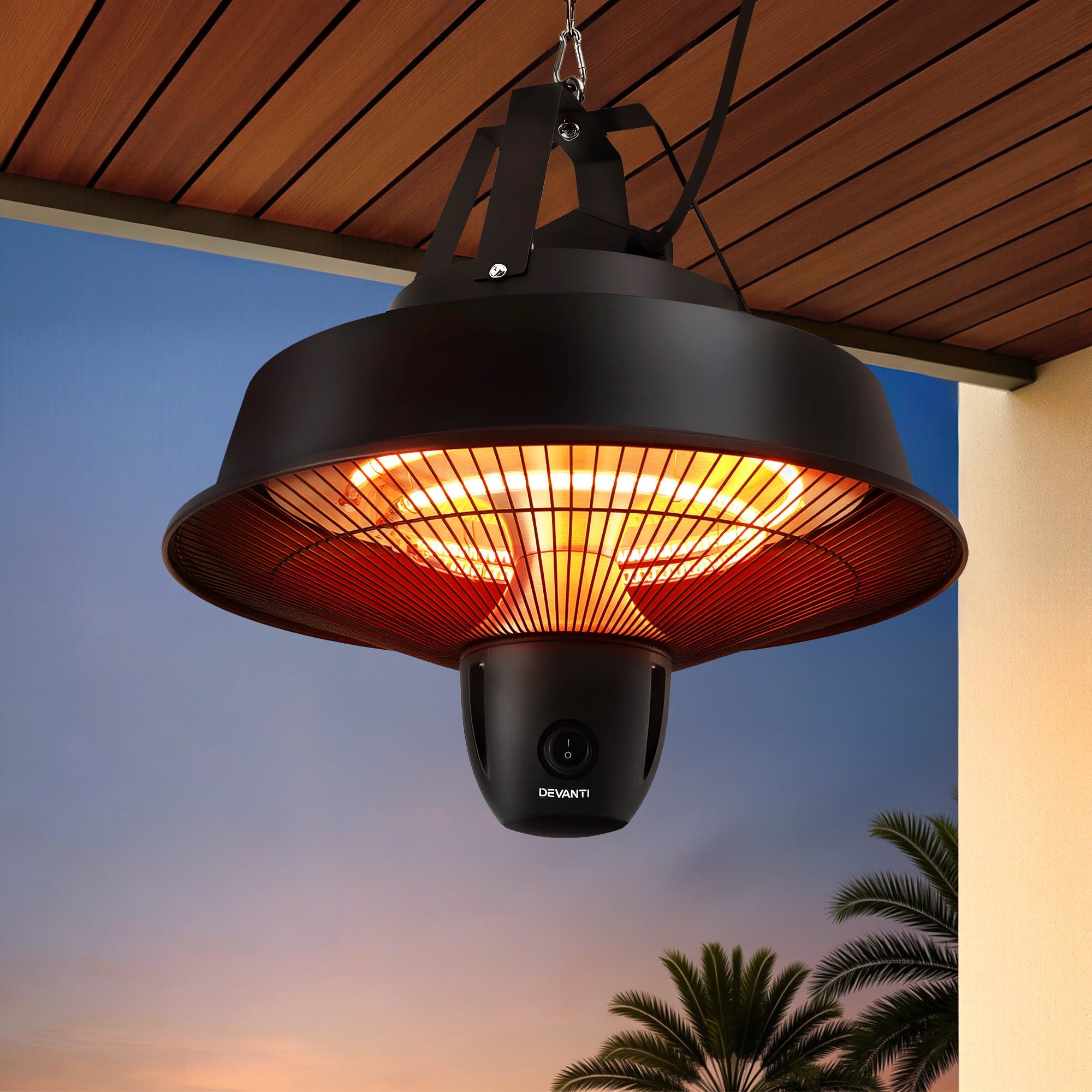Devanti 2000W Electric Patio Heater Ceiling Mounted Hanging Heaters Remote - Appliances > Heaters > Patio Heaters - Rivercity House & Home Co. (ABN 18 642 972 209) - Affordable Modern Furniture Australia