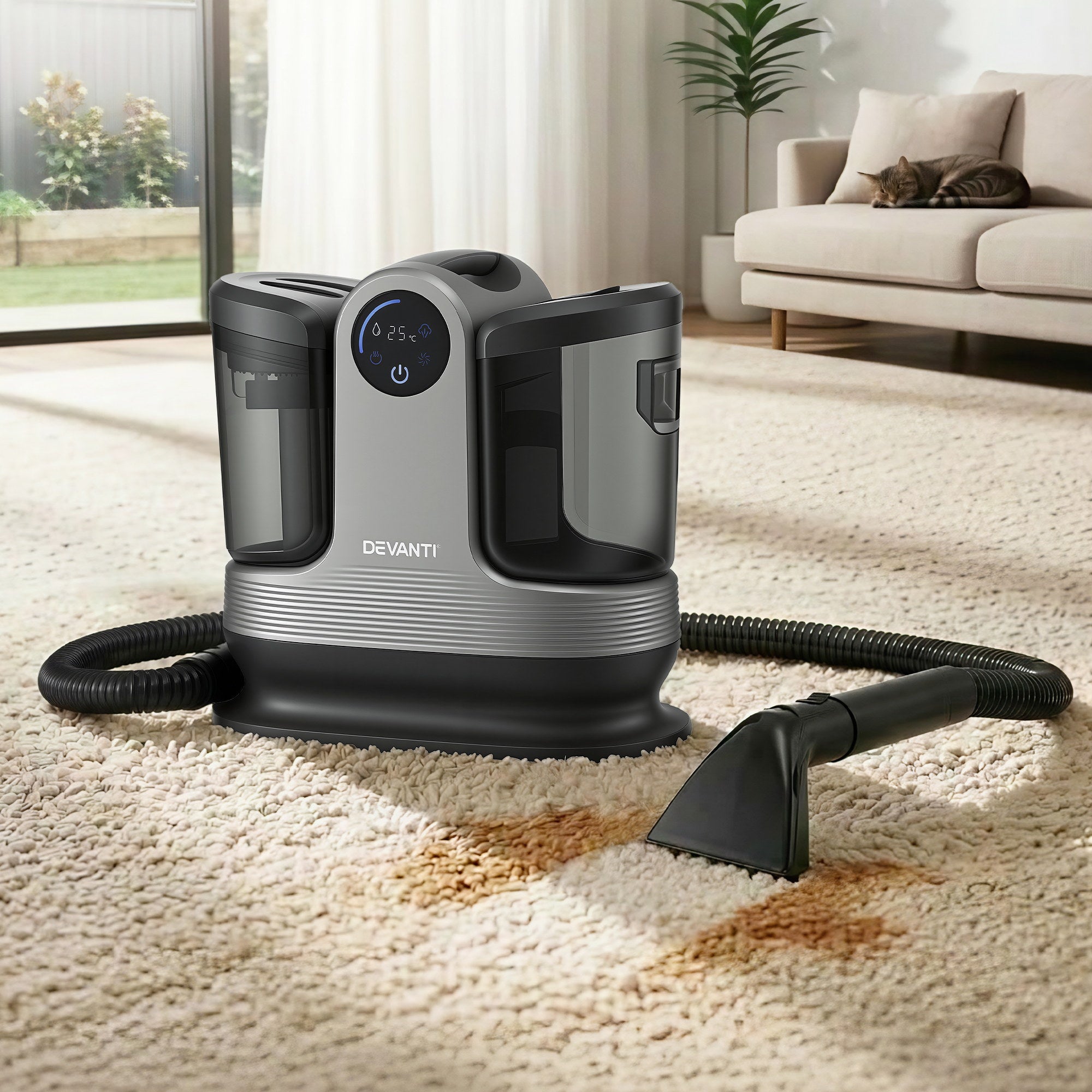 Devanti Carpet Washer Handheld Vacuum Cleaner 1700W 11kpa Rapid Heating Black - Appliances > Vacuum Cleaners > Stick Vacuums - Rivercity House & Home Co. (ABN 18 642 972 209) - Affordable Modern Furniture Australia