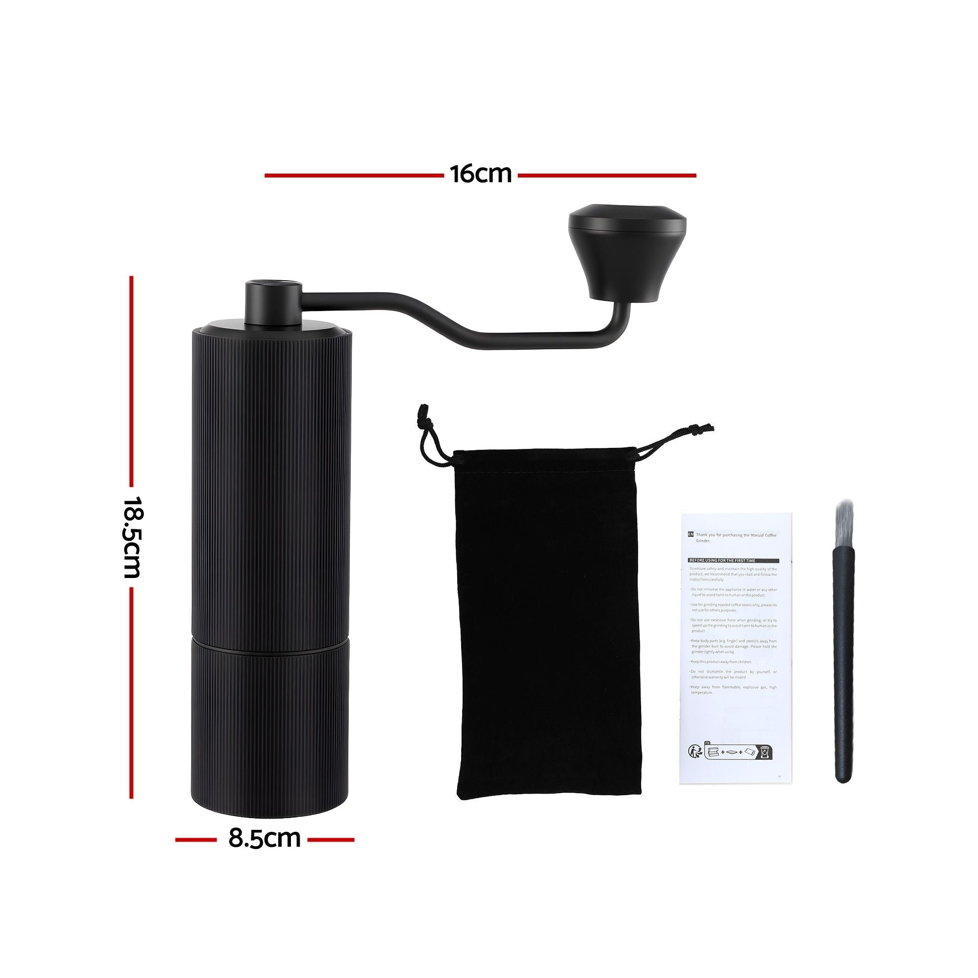 Devanti Manual Coffee Grinder with 24 Adjustable Settings | Hand Coffee Bean Burr Mill for Espresso French Press | Portable Stainless Steel Quiet Grinder with Storage Bag for Travel Camping, Black - Appliances > Kitchen Appliances > Coffee Machines & Accessories - Rivercity House & Home Co. (ABN 18 642 972 209) - Affordable Modern Furniture Australia